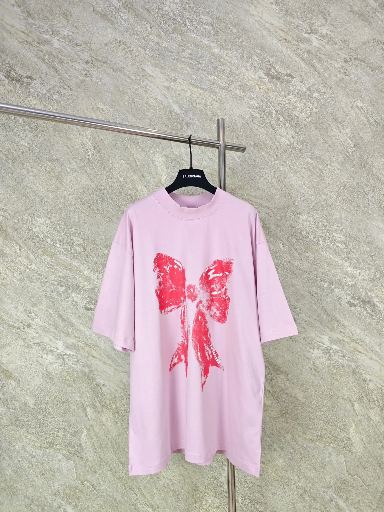 발렌시아가 26 SS 남성 리본 프린트 반팔 티셔츠 26SS