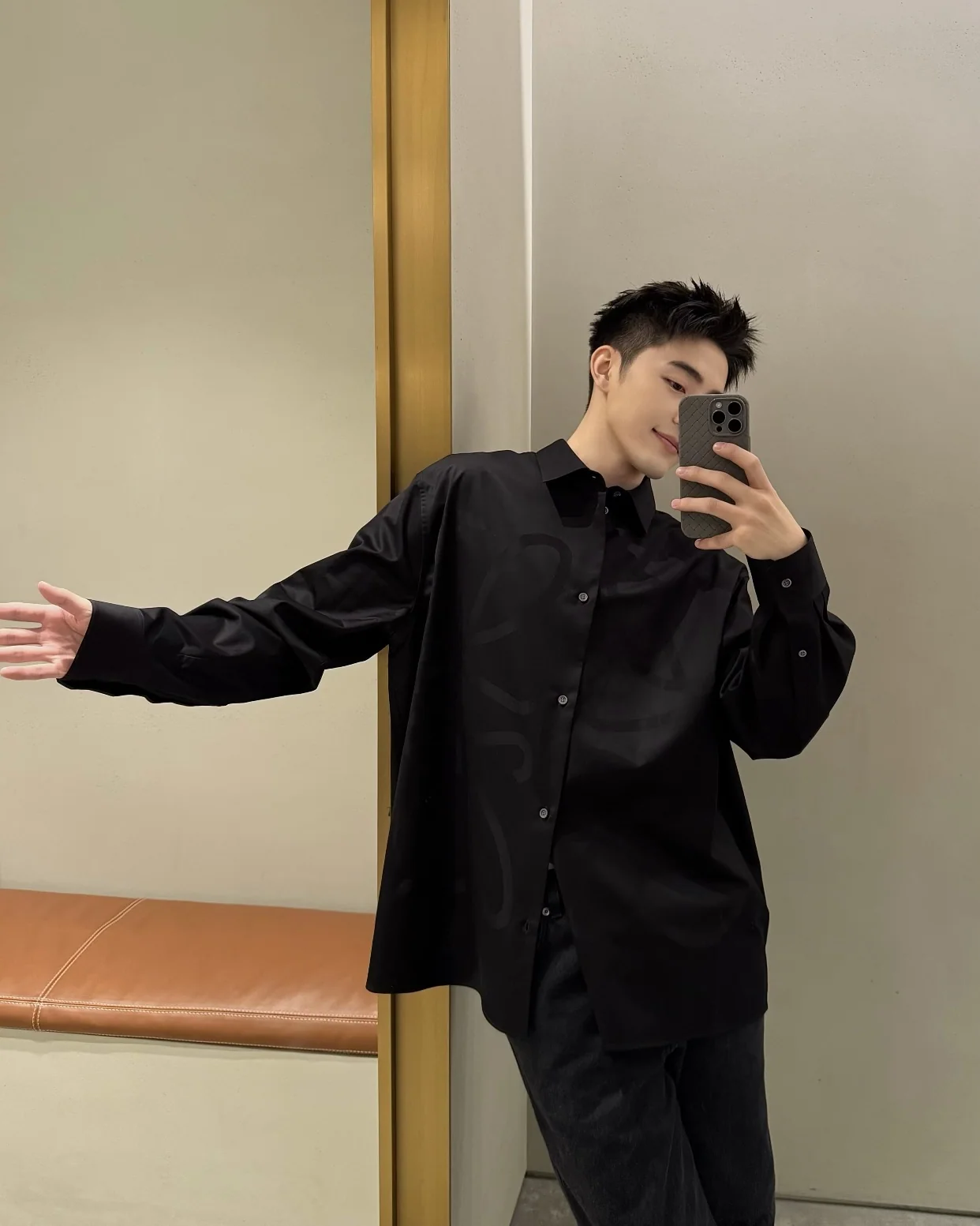 로에베 자카드 코튼 패턴 남성 긴팔 셔츠 상세 이미지 7