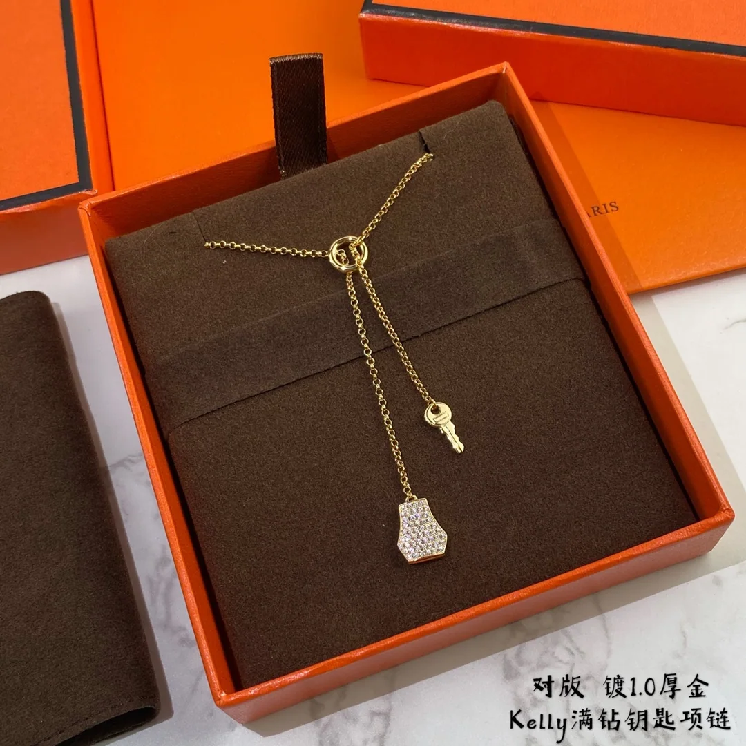 에르메스 18 K 골드 자물쇠 열쇠 목걸이 상세 이미지 3