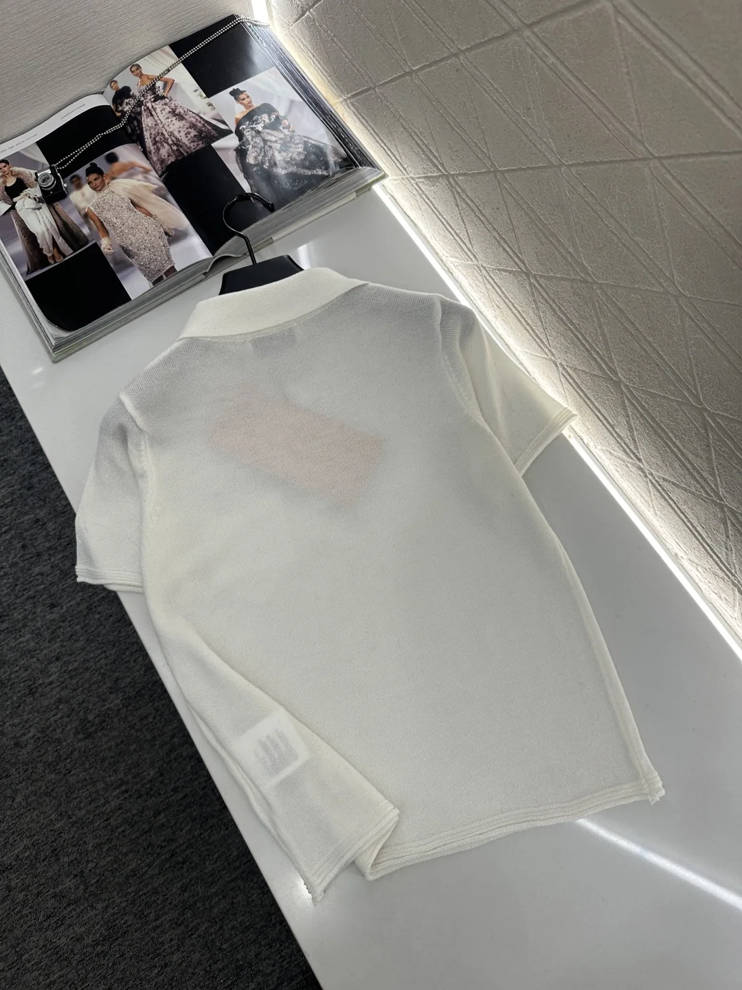 미우미우 카라 포켓 니트 반팔 티셔츠 6052 상세 이미지 8