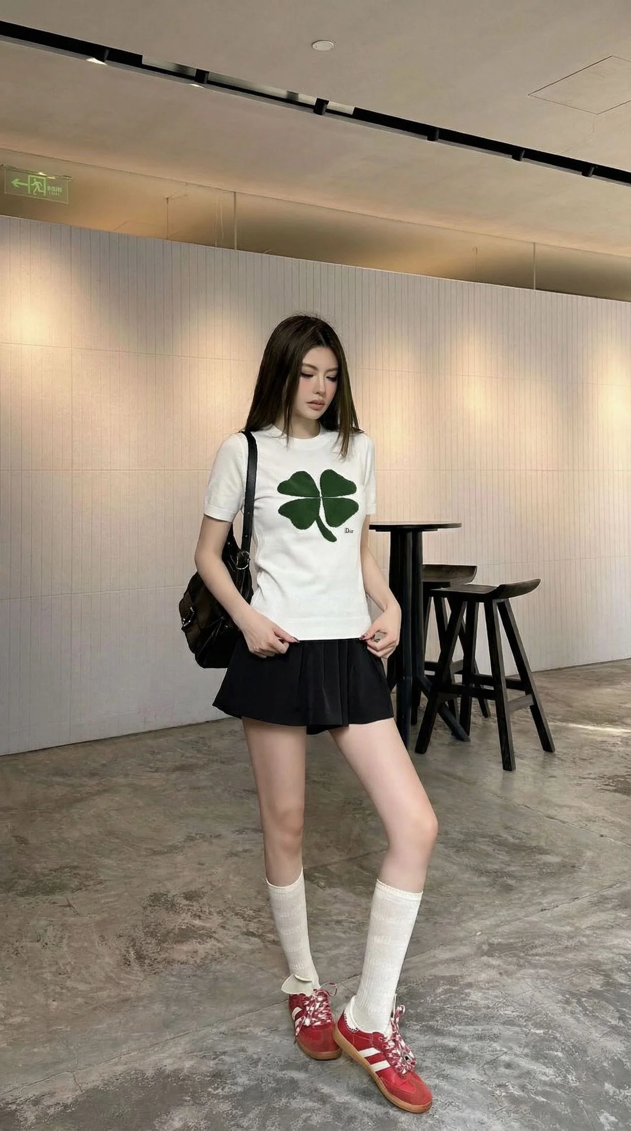 디올 네잎클로버 울 니트 반팔 탑 상세 이미지 6
