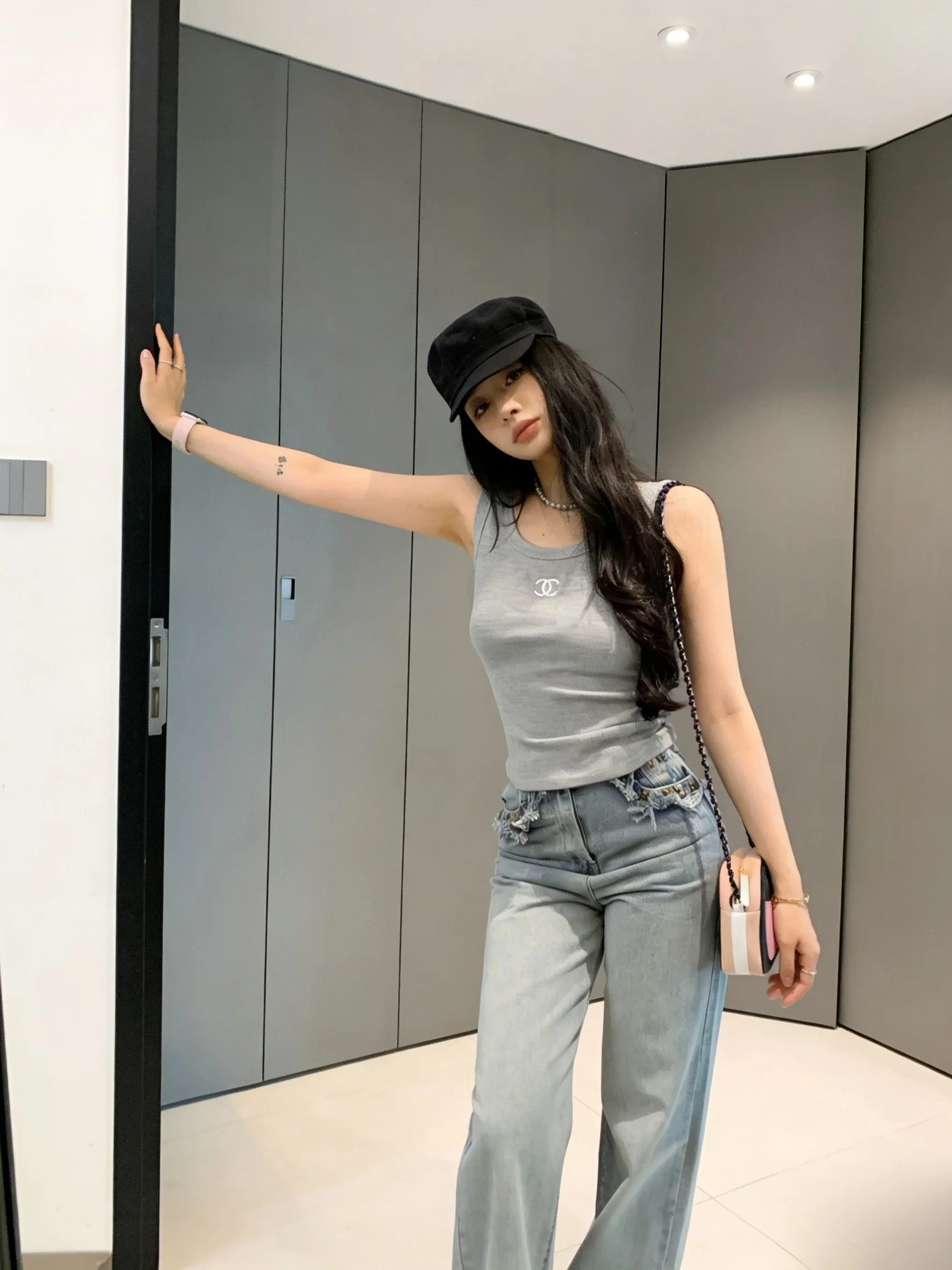 샤넬 여성 리브 반팔 티셔츠 상세 이미지 8