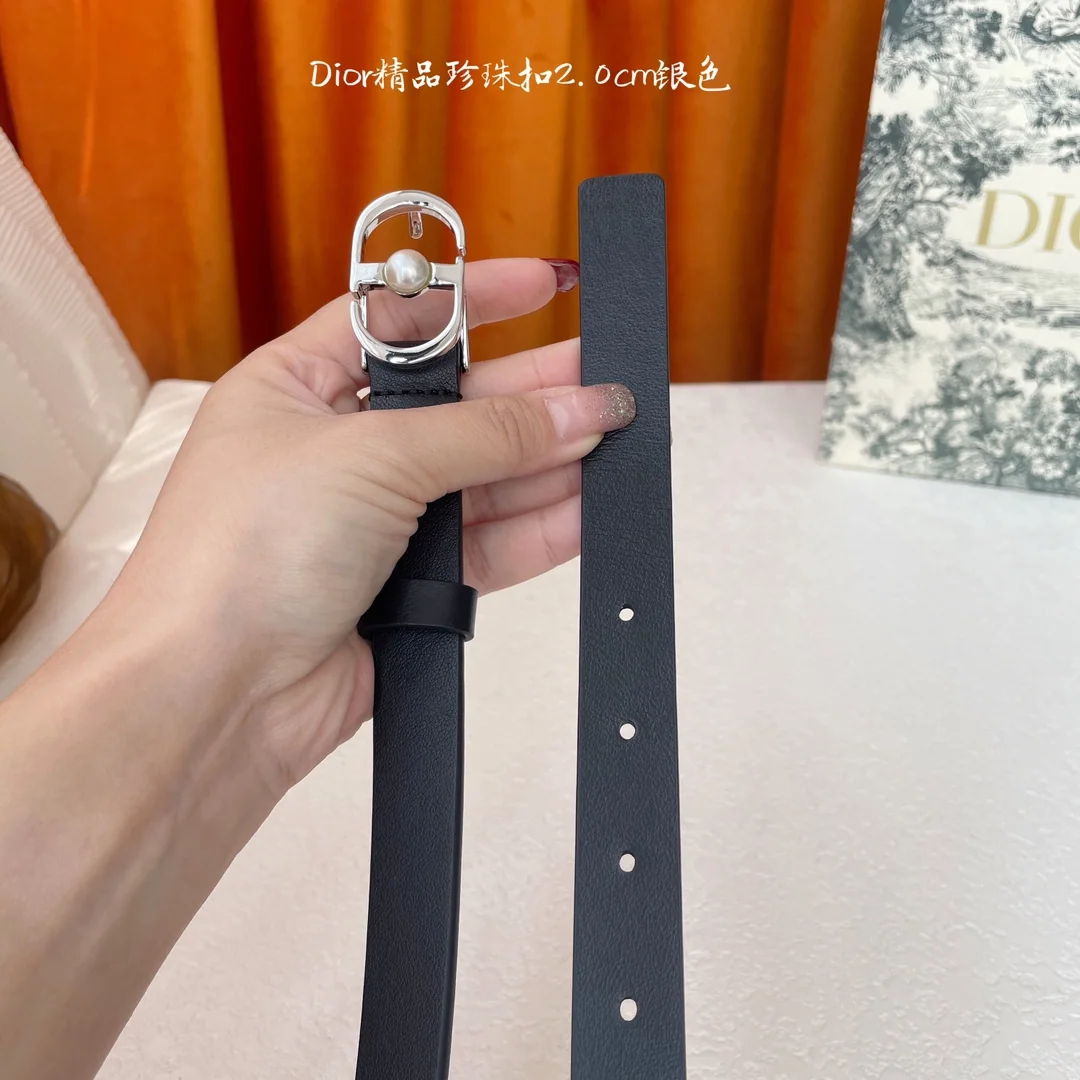 디올 진주 버클 가죽 벨트 상세 이미지 4