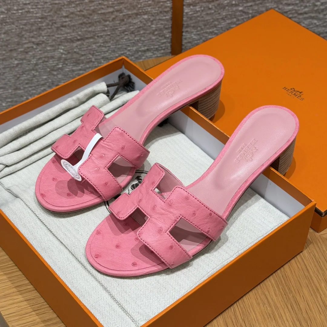 에르메스 오아시스 타조 가죽 하이힐 샌들 149868