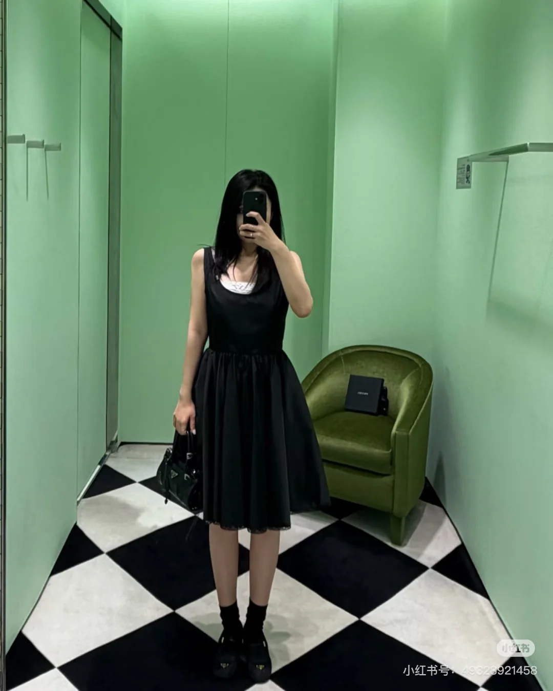 프라다 레이스 트림 플리츠 미니 나일론 원피스 상세 이미지 6