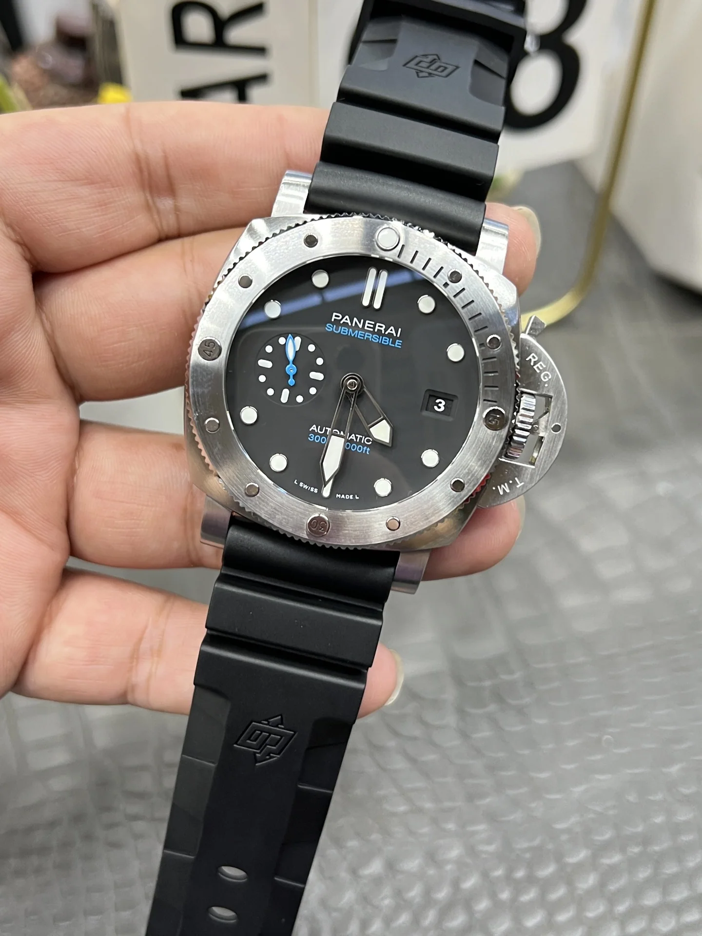 파네라이 PAM1229 블루 바늘 자동 시계 상세 이미지 3