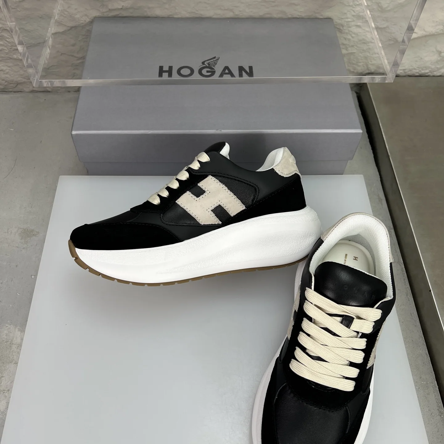 호간 Maxi I Active 가죽 스웨이드 플랫폼 로우컷 여성 신발 상세 이미지 5