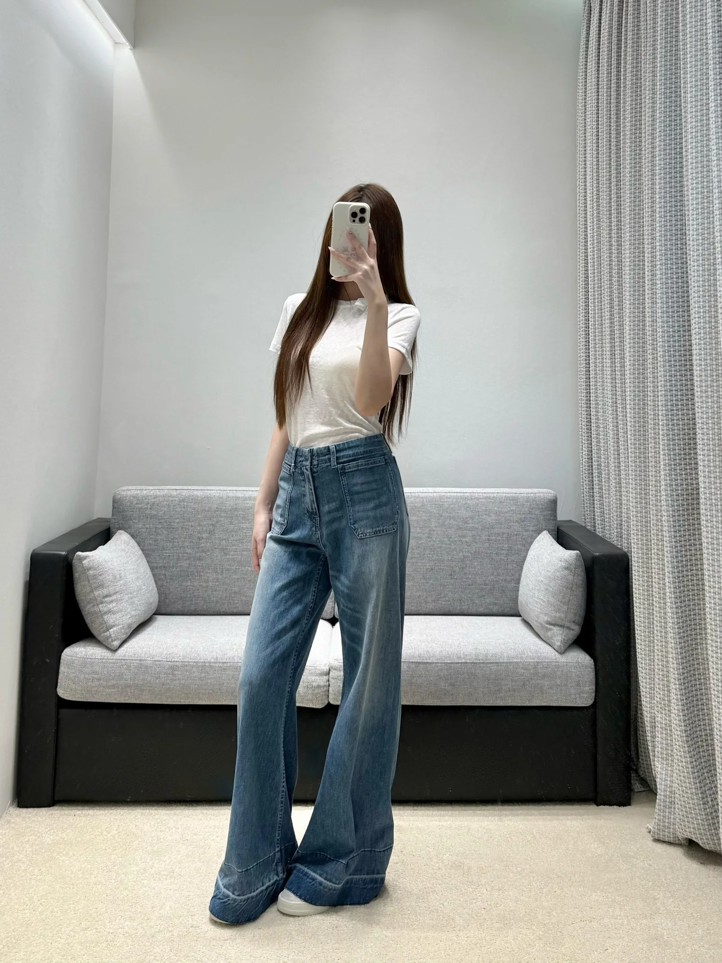 셀린느 와이드 레그 하이웨이스트 여성 바지 상세 이미지 9