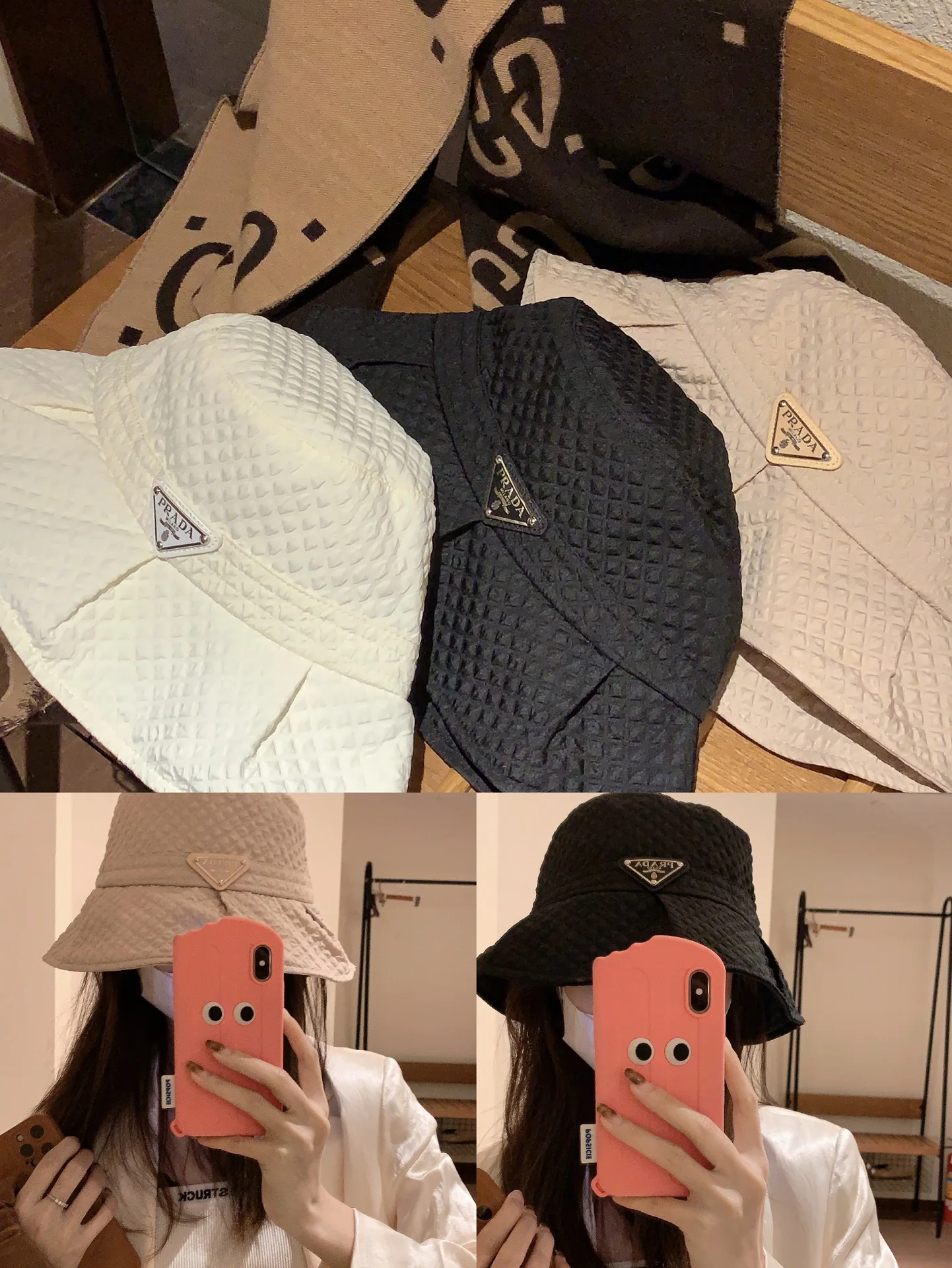 프라다 와플 원단 버킷햇 모자 상세 이미지 9