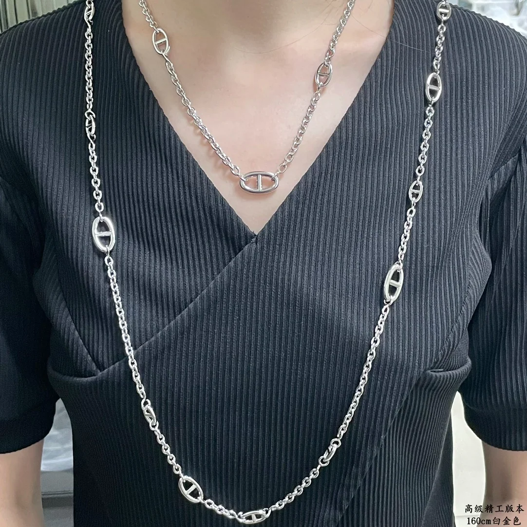 에르메스 파랑돌 피그노즈 18 K 화이트 골드 도금 목걸이 상세 이미지 2