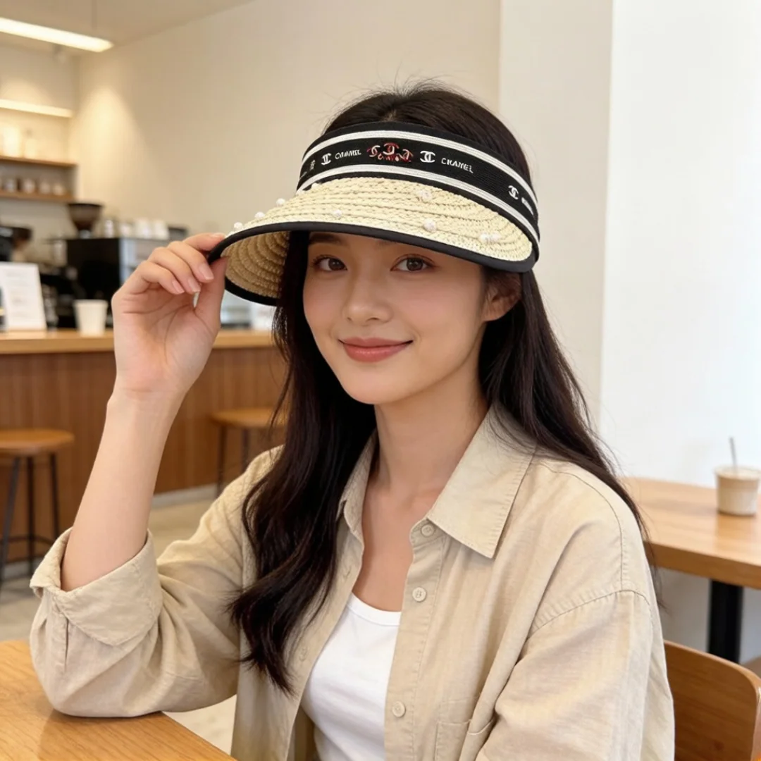 샤넬 진주 장식 오픈 탑 캡 상세 이미지 2