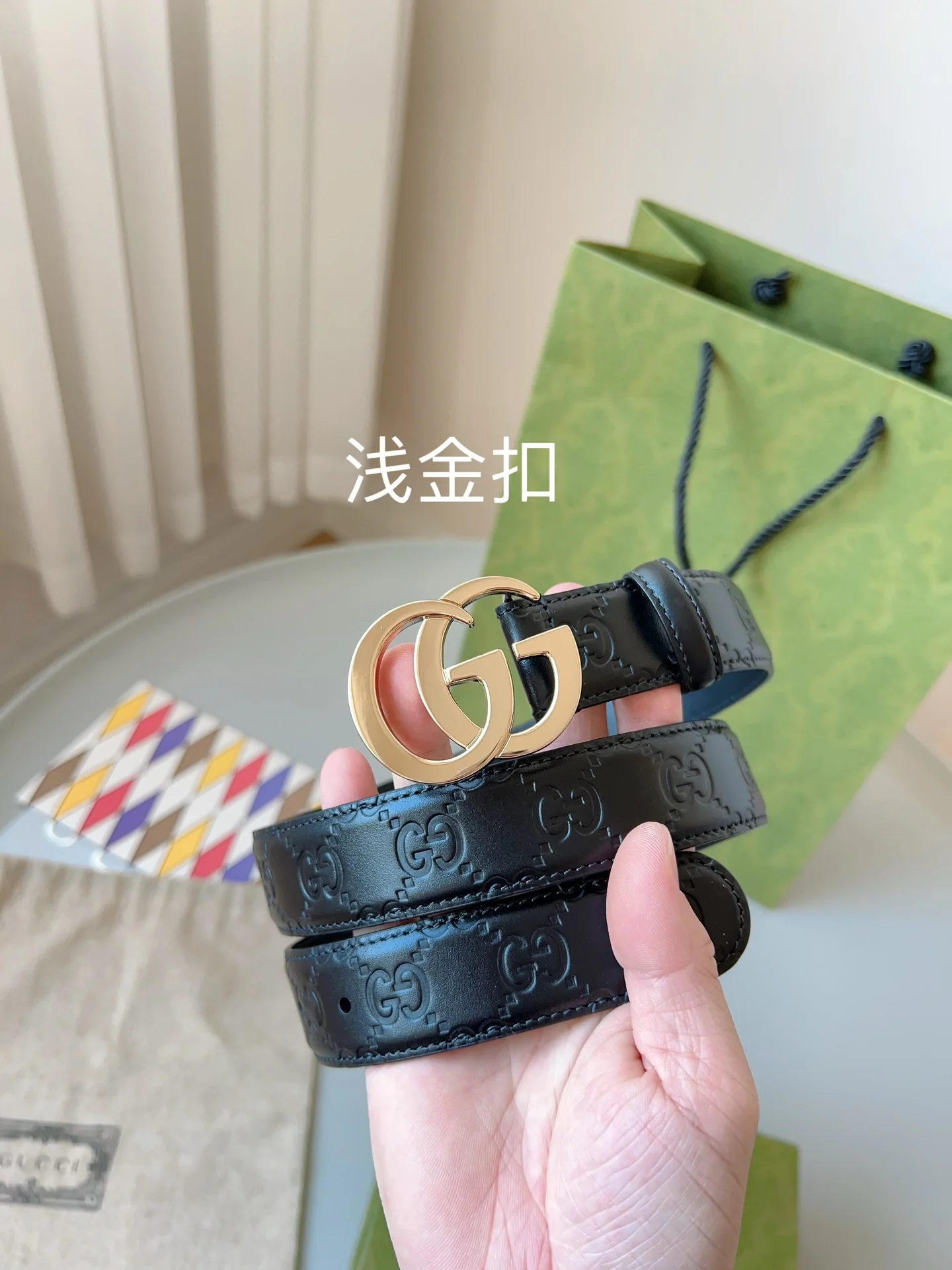 구찌 GG 밀라노 더블 G 실버 버클 가죽 벨트 상세 이미지 7