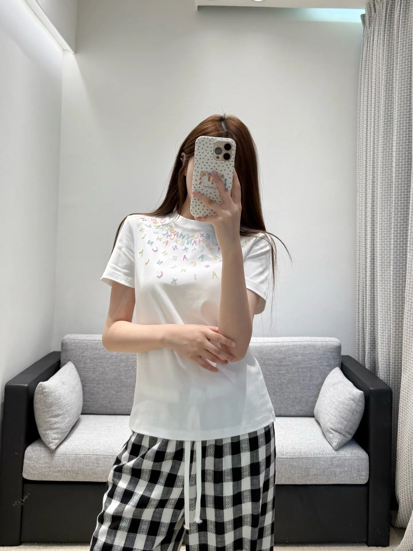 샤넬 여성 자수 반팔 티셔츠 상세 이미지 1