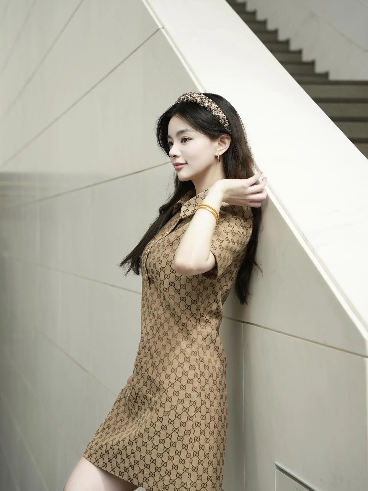 구찌 여성 자카드 슬림핏 반팔 원피스 상세 이미지 5