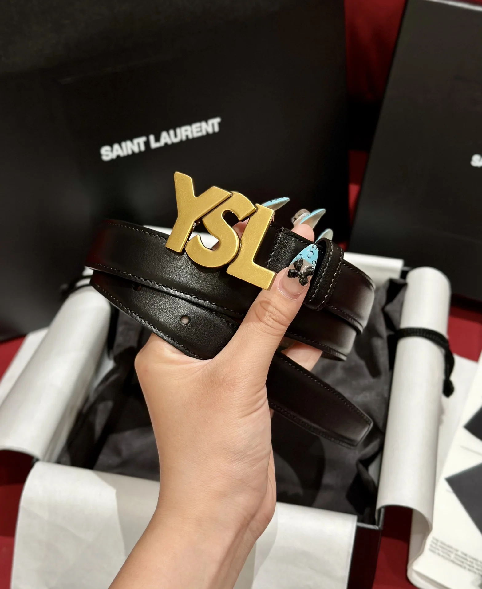생로랑 양면 카프스킨 YSL 버클 벨트 상세 이미지 4