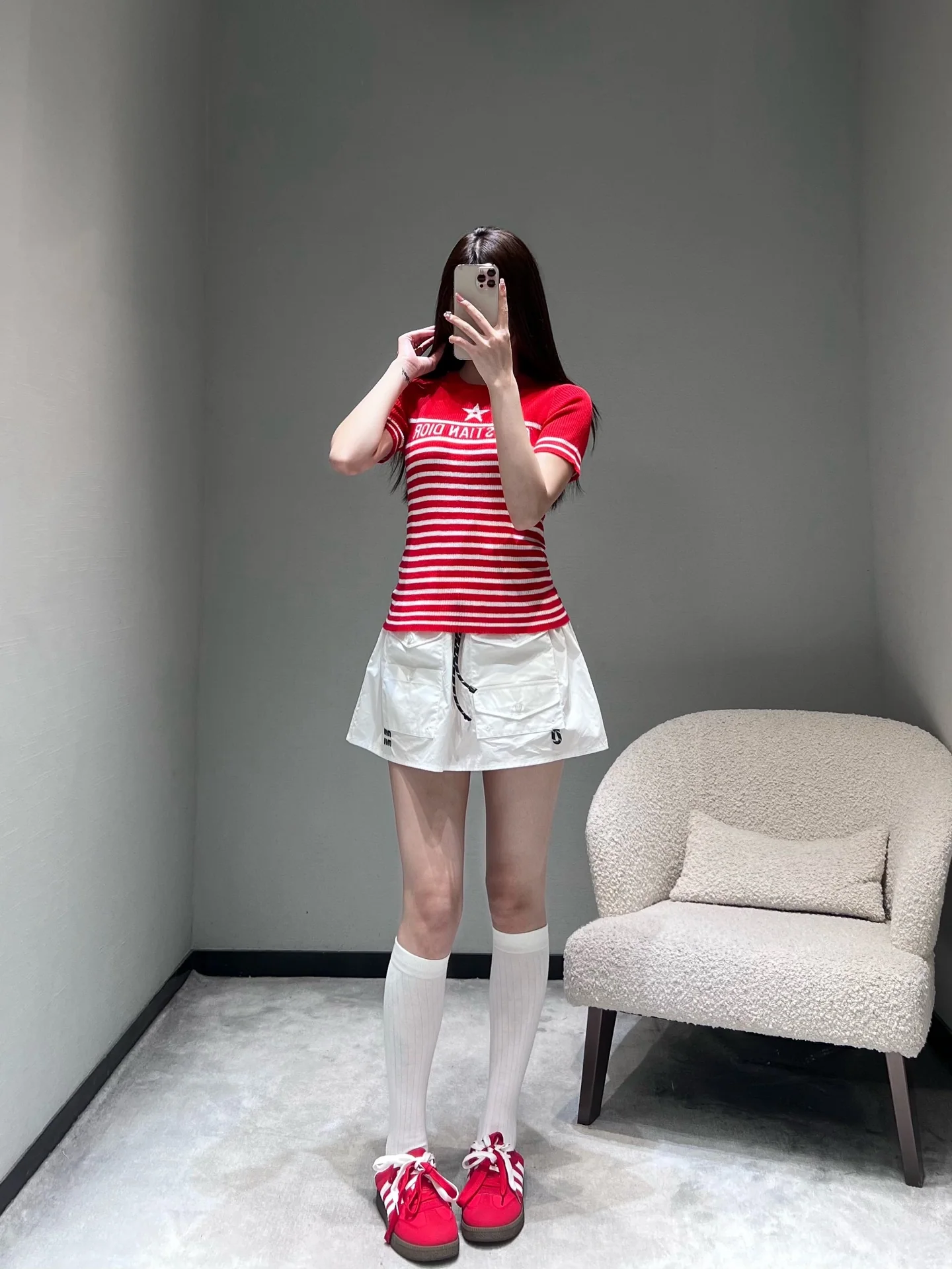 디올 클래식 스트라이프 럭키스타 니트 반팔 티셔츠 2026 SS 상세 이미지 6