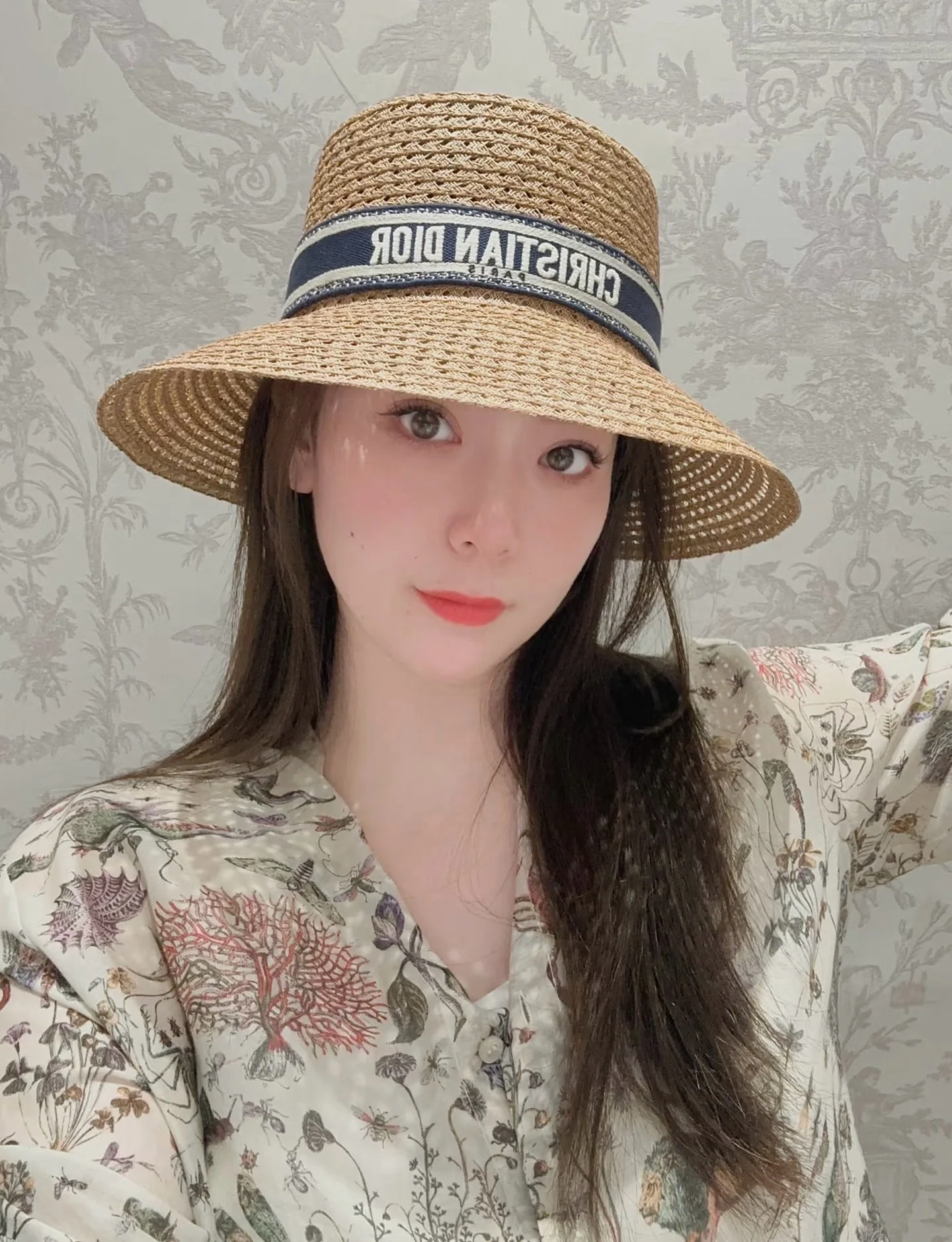 디올 일본제 자수 로고 밀짚모자 상세 이미지 1