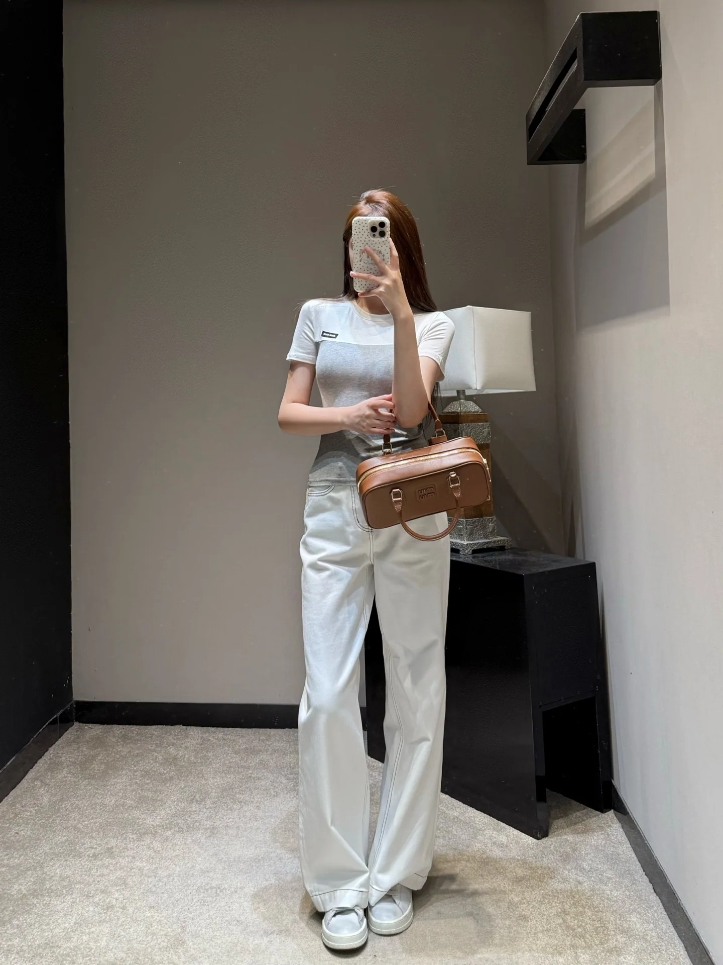 미우미우 컬러 블록 코튼 반팔 티셔츠 상세 이미지 4