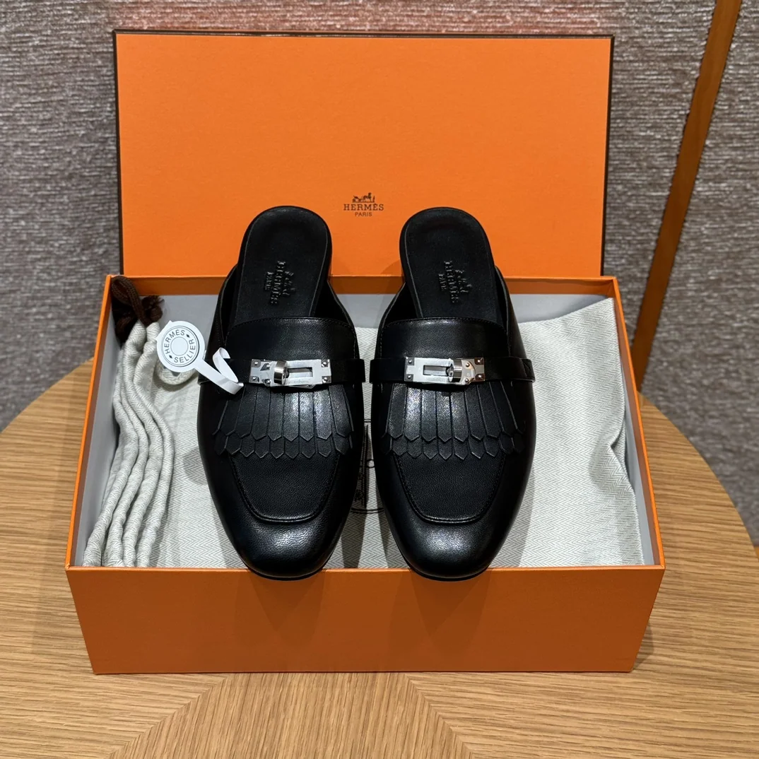 에르메스 188 온스 뮬 블랙 슬립온 신발 8542 상세 이미지 9