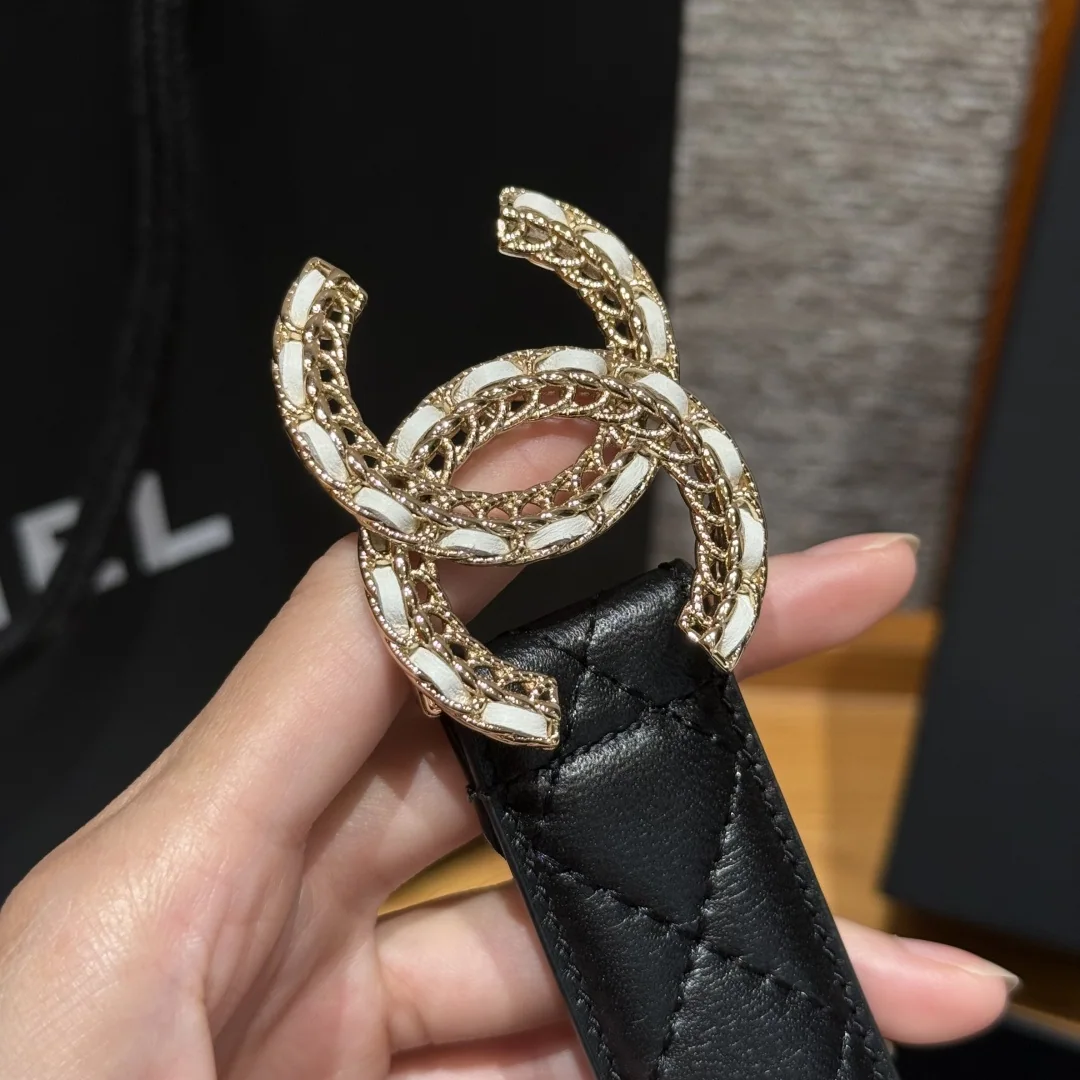 샤넬 더블 C 램스킨 메탈 로고 벨트 상세 이미지 6
