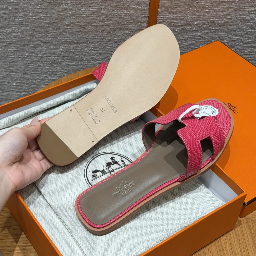 에르메스 오란 샌들 로즈레드 도마뱀 가죽 샌들 상세 이미지 7