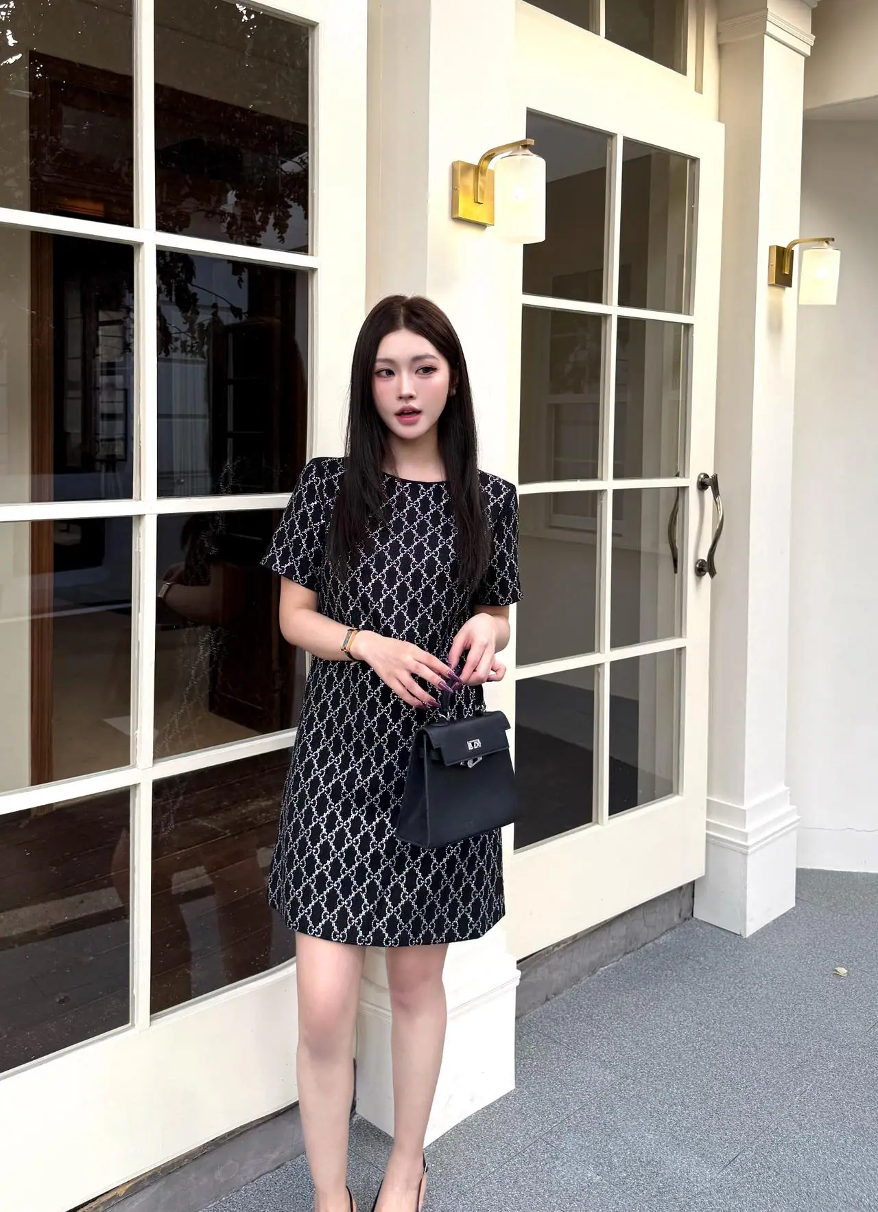 구찌 라인스톤 장식 여성 원피스 상세 이미지 9