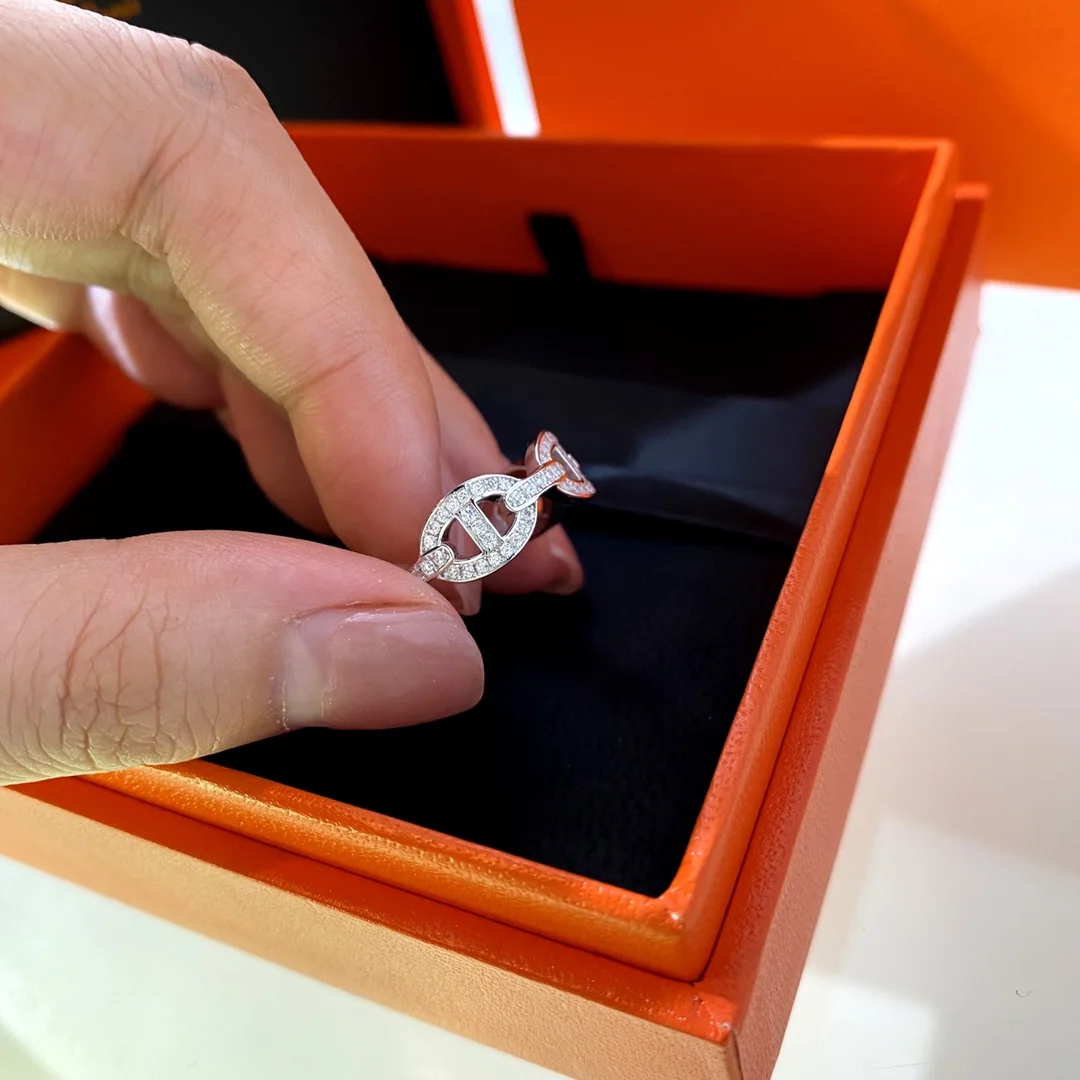 에르메스 돼지코 디자인 실버 반지 상세 이미지 9