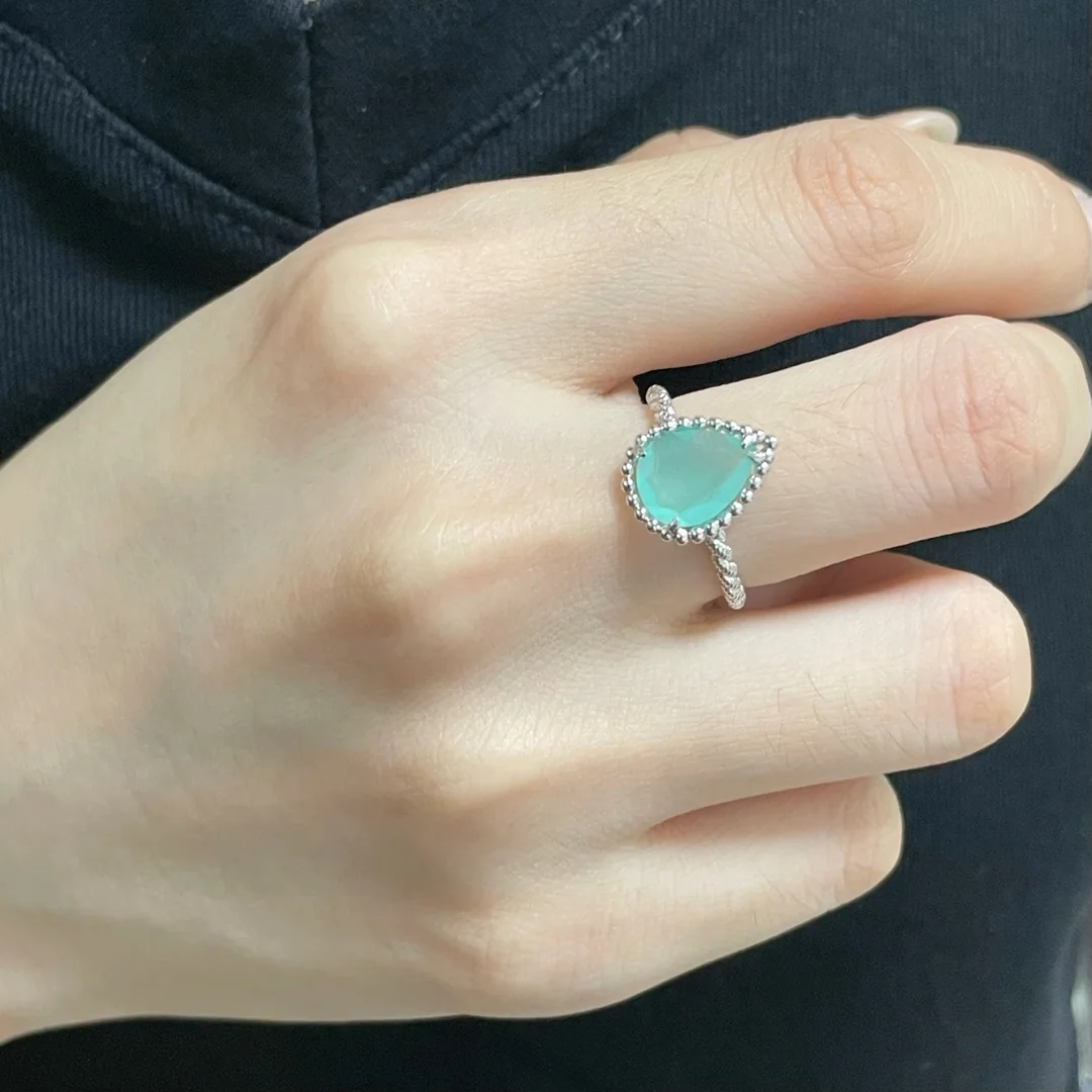 부쉐론 블루그린 칼세도니 티어드롭 반지 상세 이미지 2