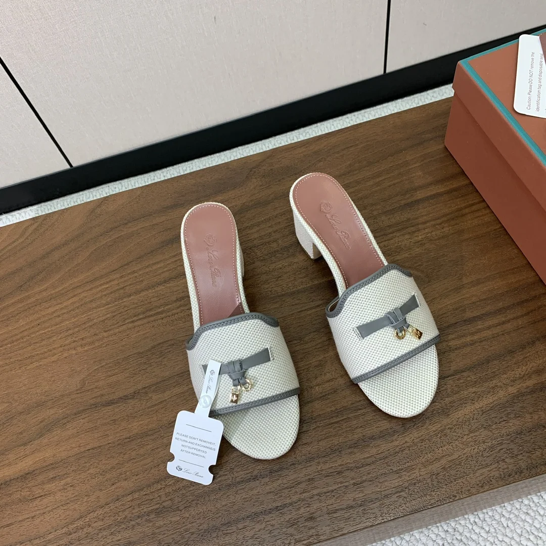 로로피아나 컬러 블록 미드힐 뮬 상세 이미지 4