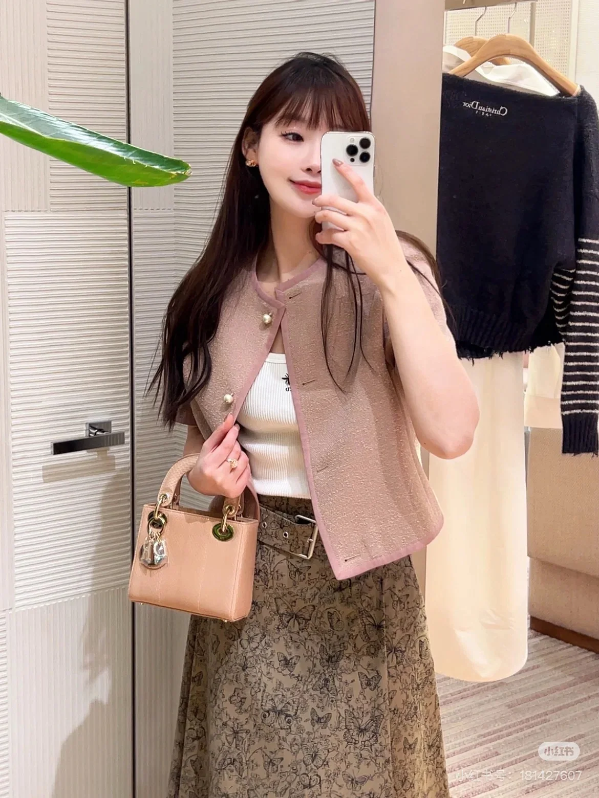 디올 나비 무늬 미디 스커트 상세 이미지 2
