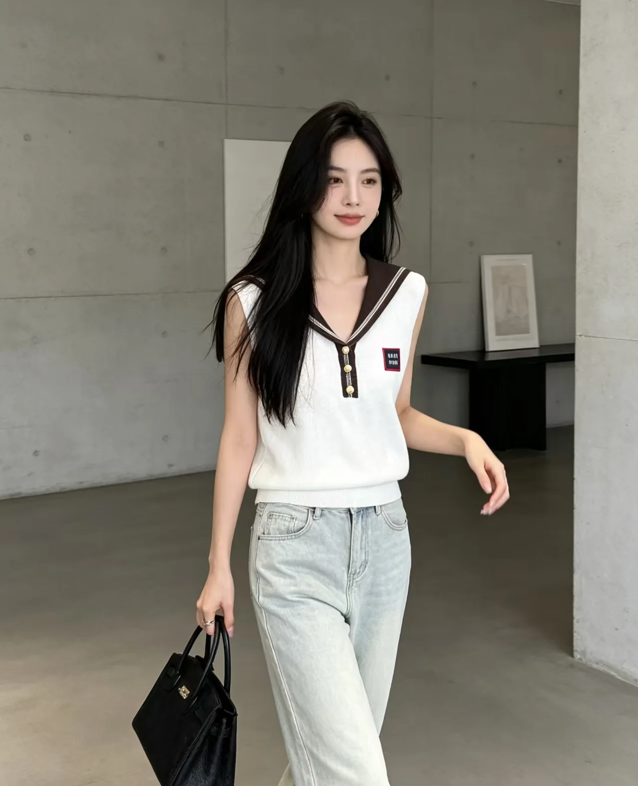 미우미우 쇼울 카라 니트 베스트 상세 이미지 1