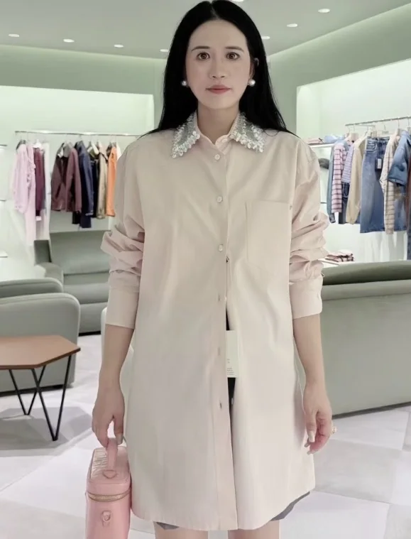 프라다 크리스탈 비즈 셔츠 원피스 상세 이미지 2