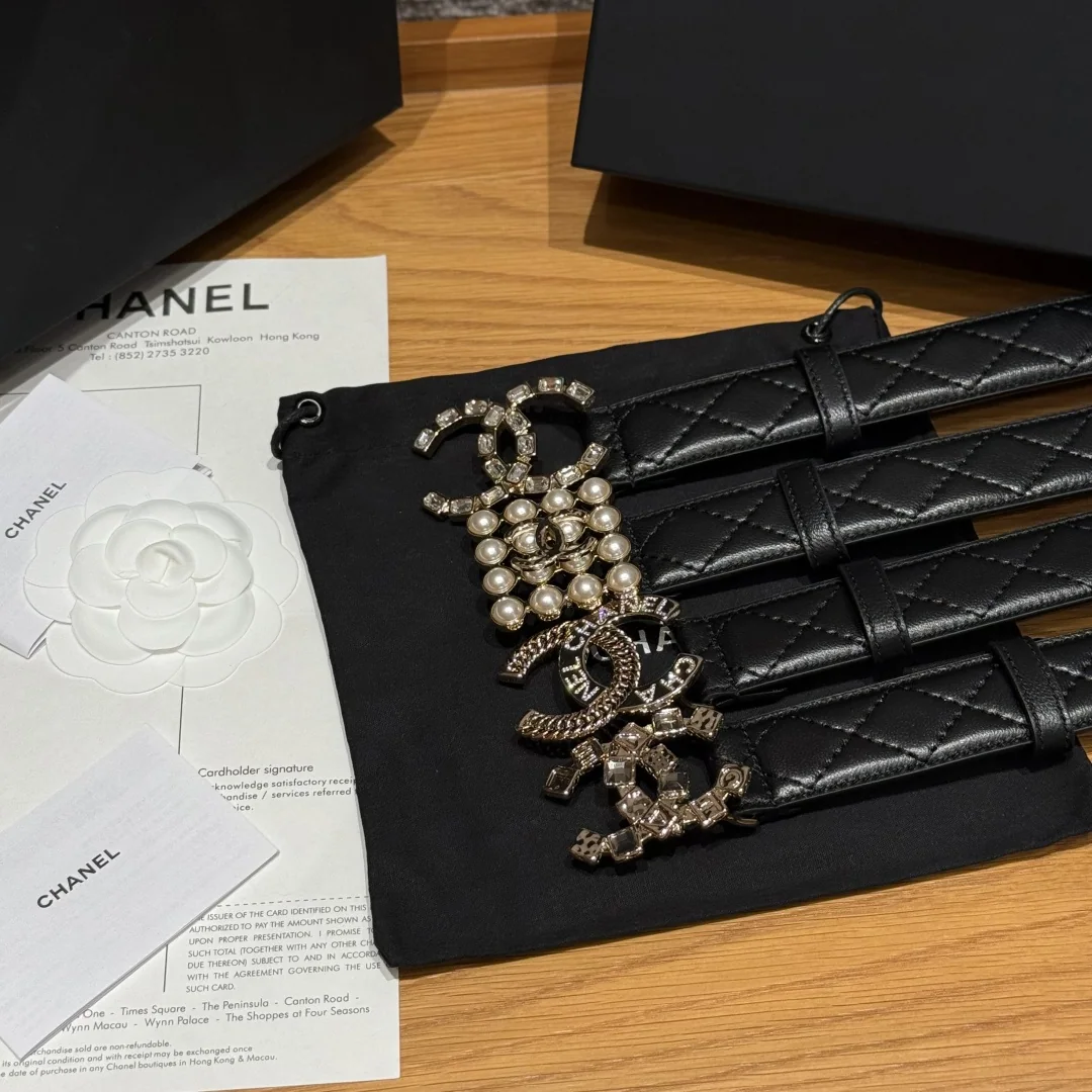 샤넬 더블 C 메탈 로고 램스킨 벨트 상세 이미지 3
