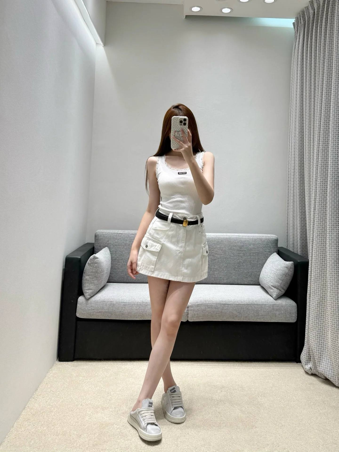 생로랑 코튼 미니스커트 상세 이미지 5
