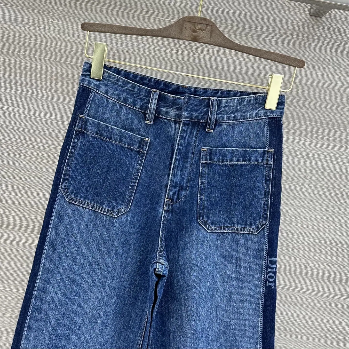 디올 레이저 커팅 워시드 데님 여성 바지 상세 이미지 2