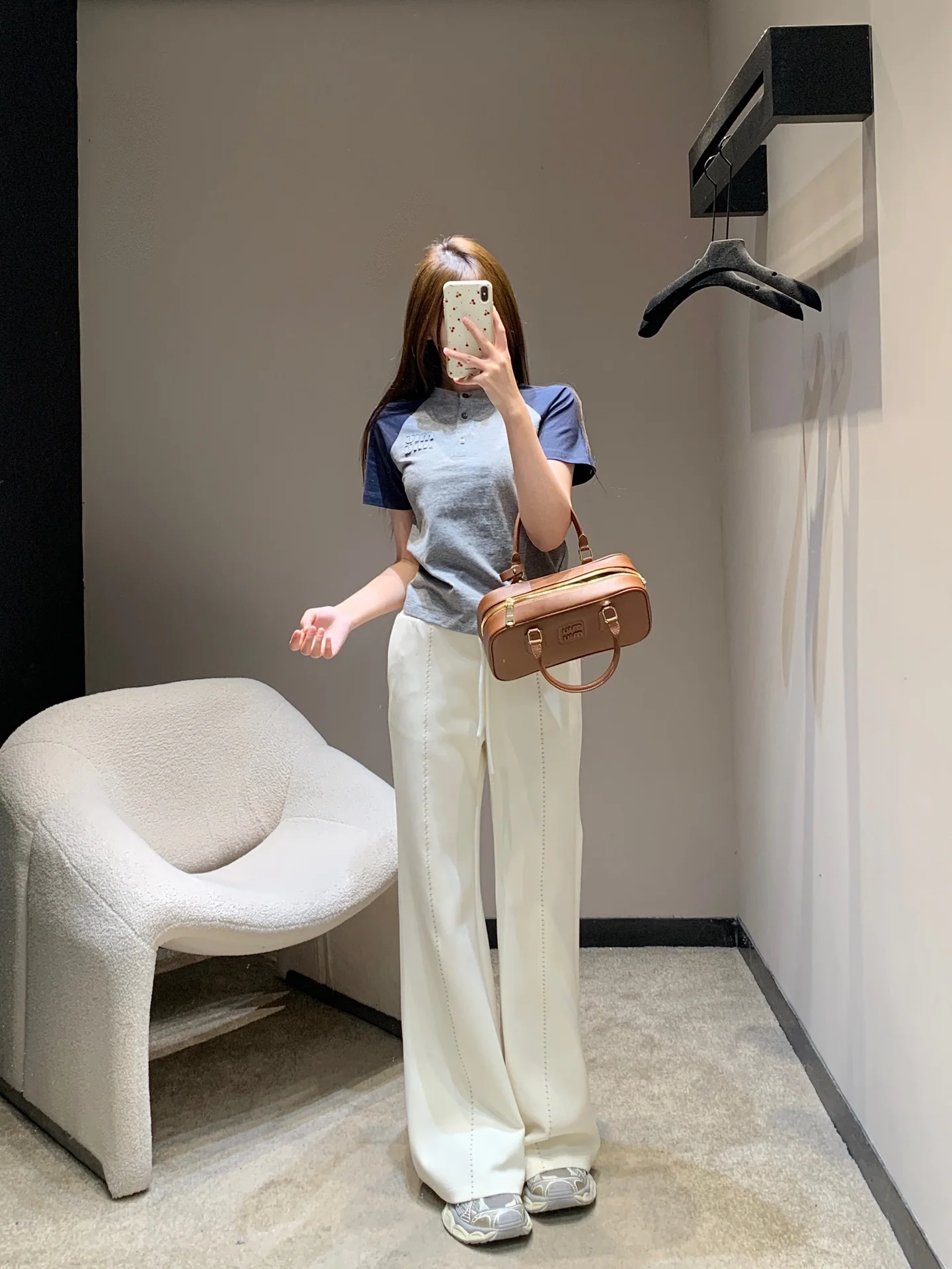 미우미우 컬러블록 크루넥 반팔 티셔츠 26 SS 상세 이미지 6