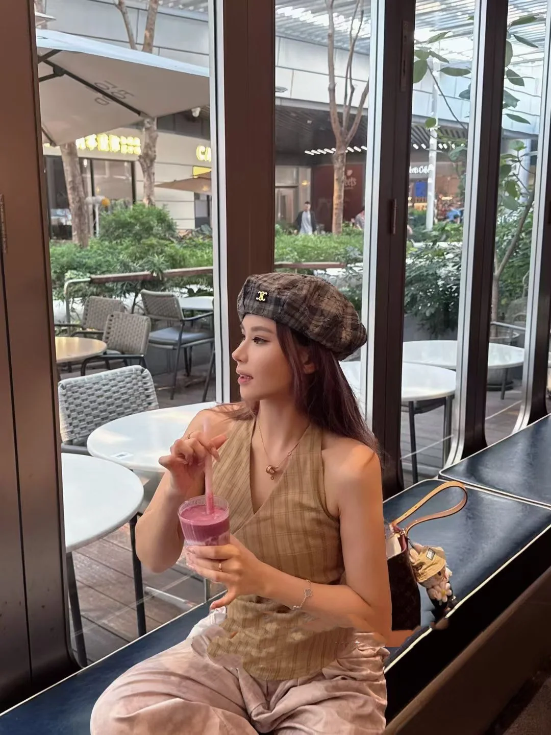 셀린느 체크 패턴 베레모 상세 이미지 9