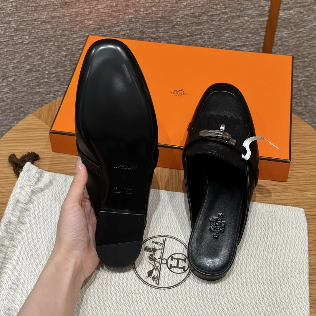 에르메스 188 온스 뮬 블랙 슬립온 신발 8542 상세 이미지 5