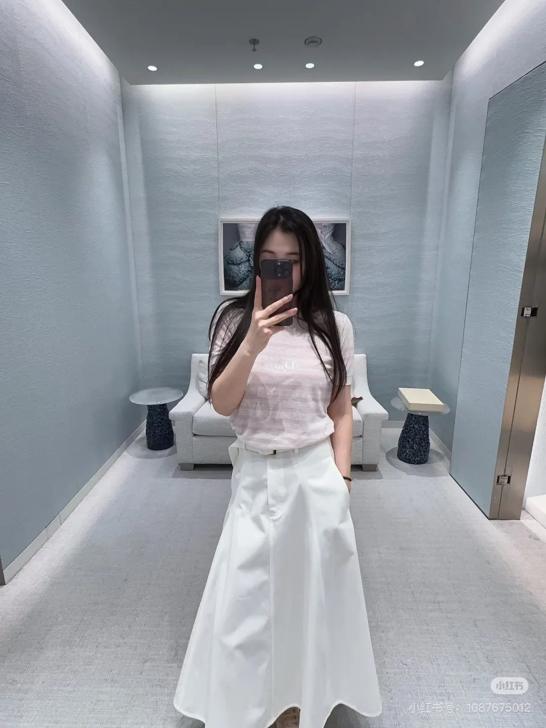 디올 린넨 혼방 스트라이프 니트 반팔 티셔츠 상세 이미지 5