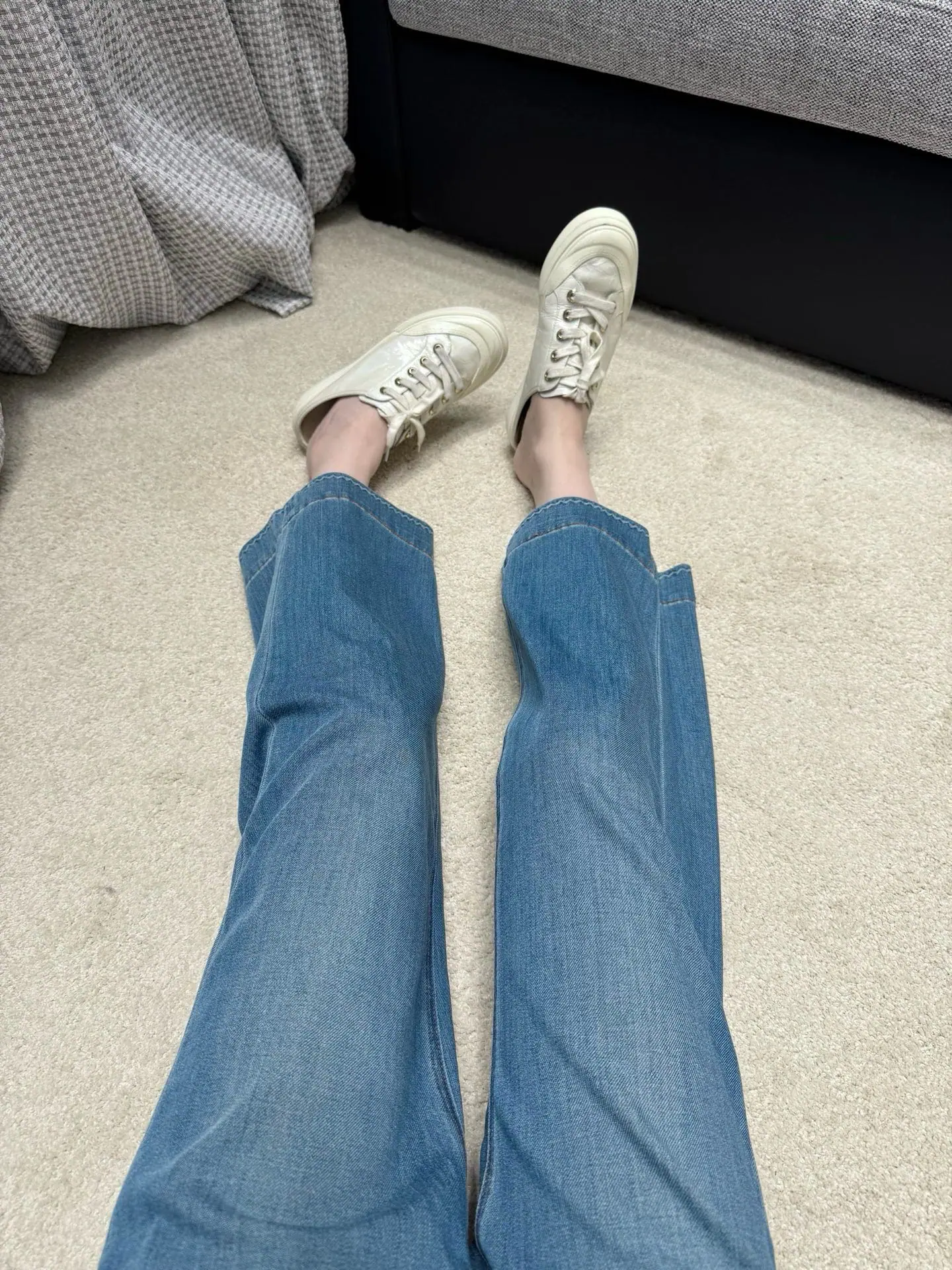 에르메스 하이웨이스트 크롭 플레어 데님 바지 상세 이미지 5