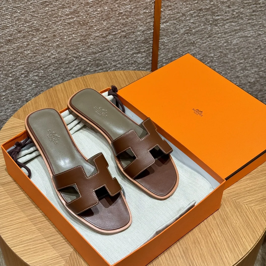 에르메스 오란 새들 레드 슬리퍼 상세 이미지 5