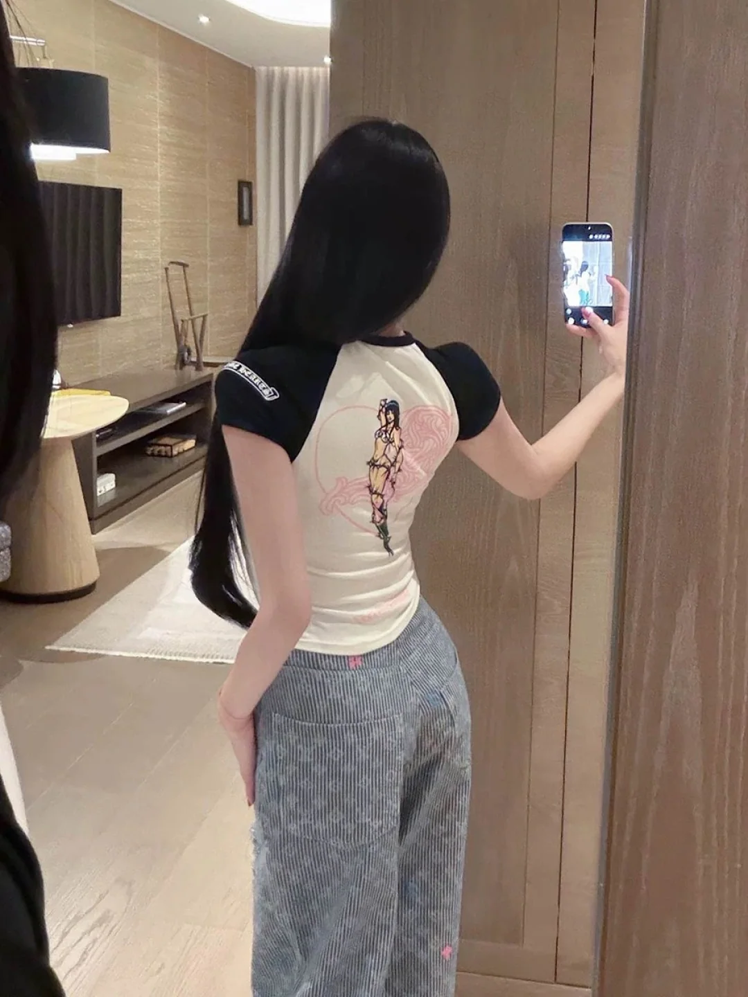 크롬하츠 래글런 슬리브 여성 반팔 티셔츠 상세 이미지 7