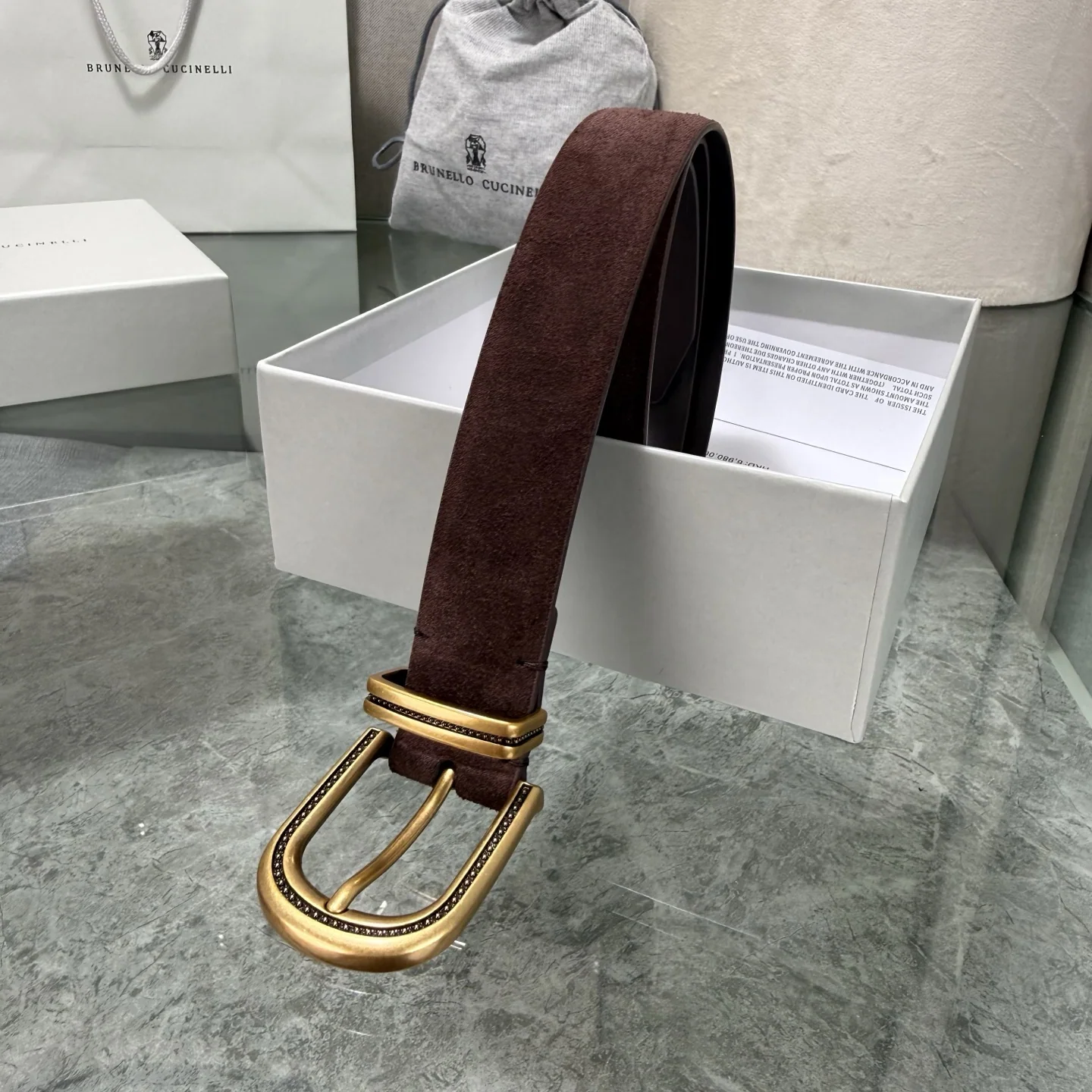 브루넬로쿠치넬리 스웨이드 소가죽 와이드 벨트 상세 이미지 2