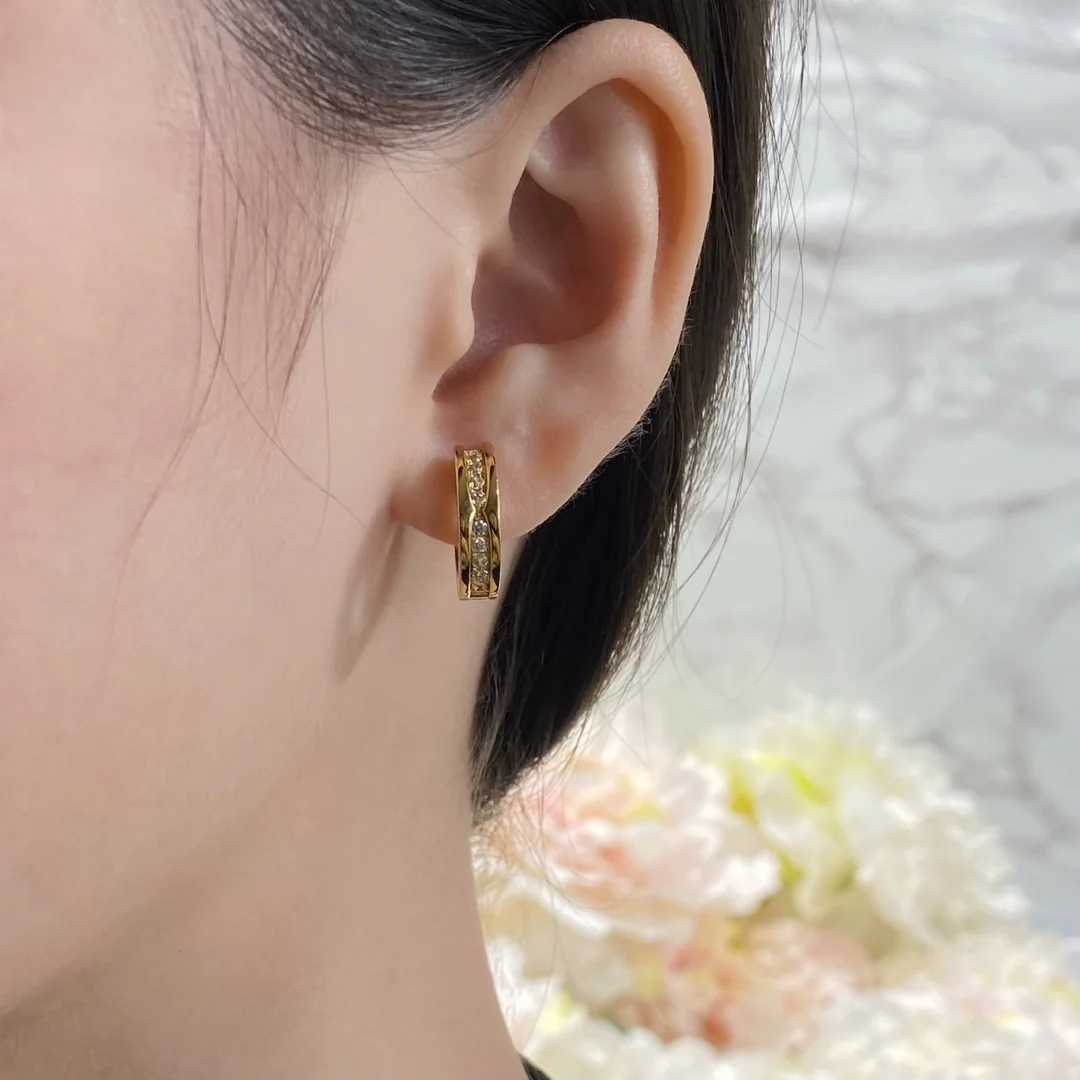 불가리 18 K 골드 다이아몬드 귀걸이 상세 이미지 1