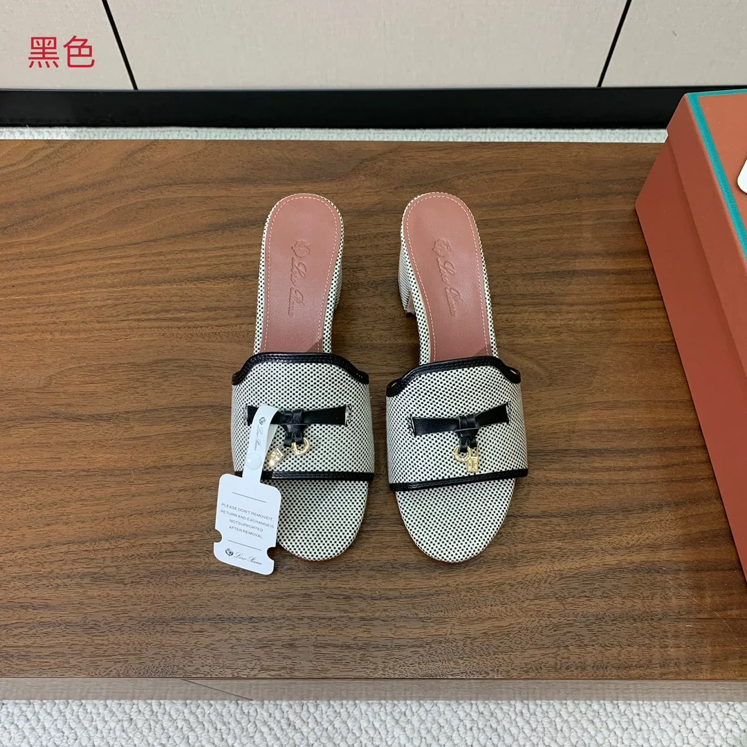 로로피아나 컬러 블록 미드힐 뮬 147240