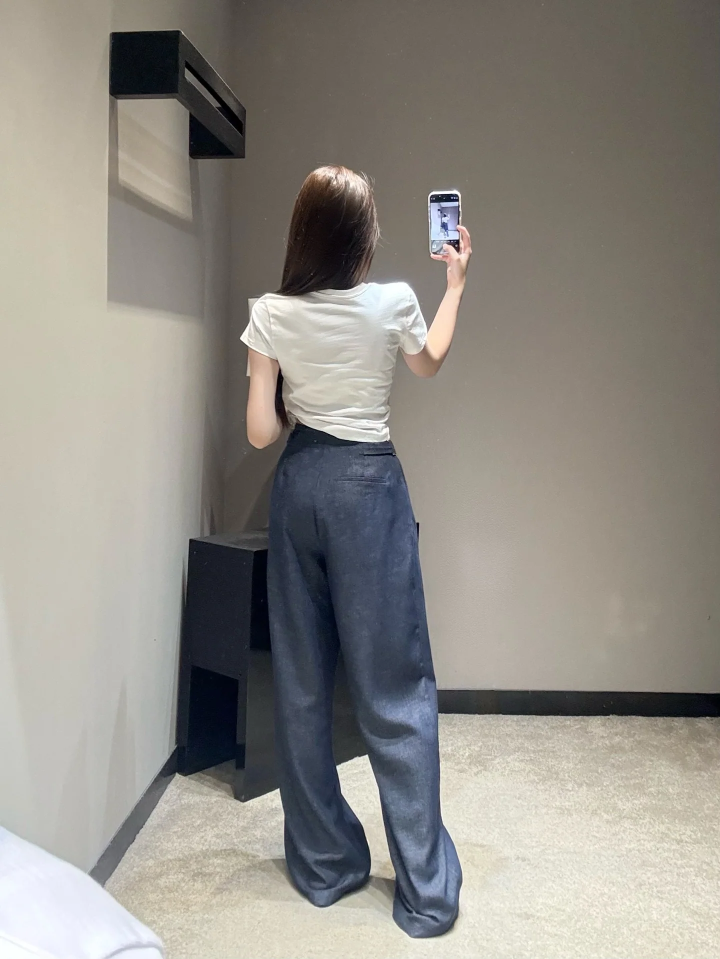 미우미우 린넨 와이드 레그 여성 바지 상세 이미지 7