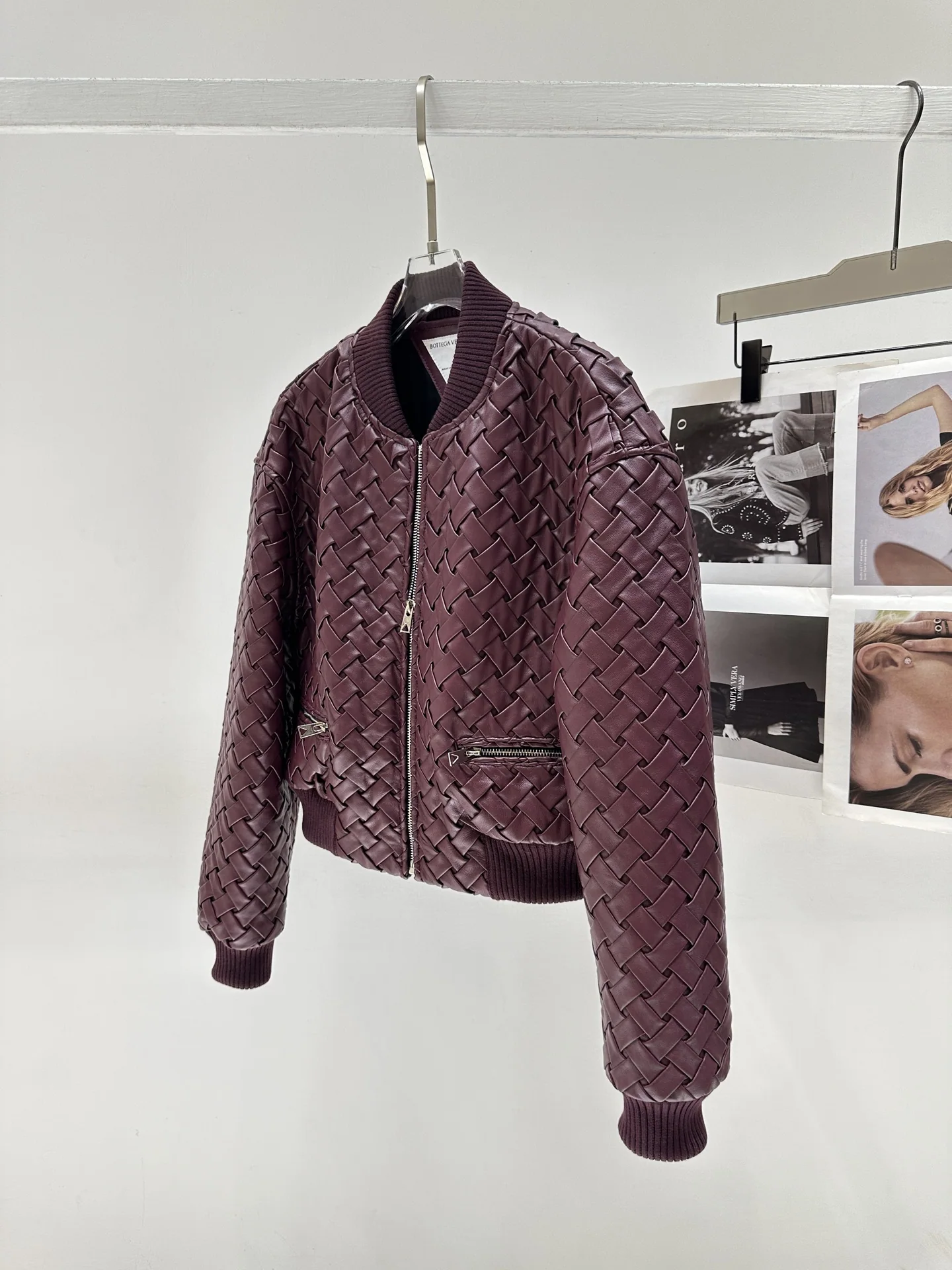보테가베네타 라운드넥 니트 가죽 자켓 상세 이미지 4