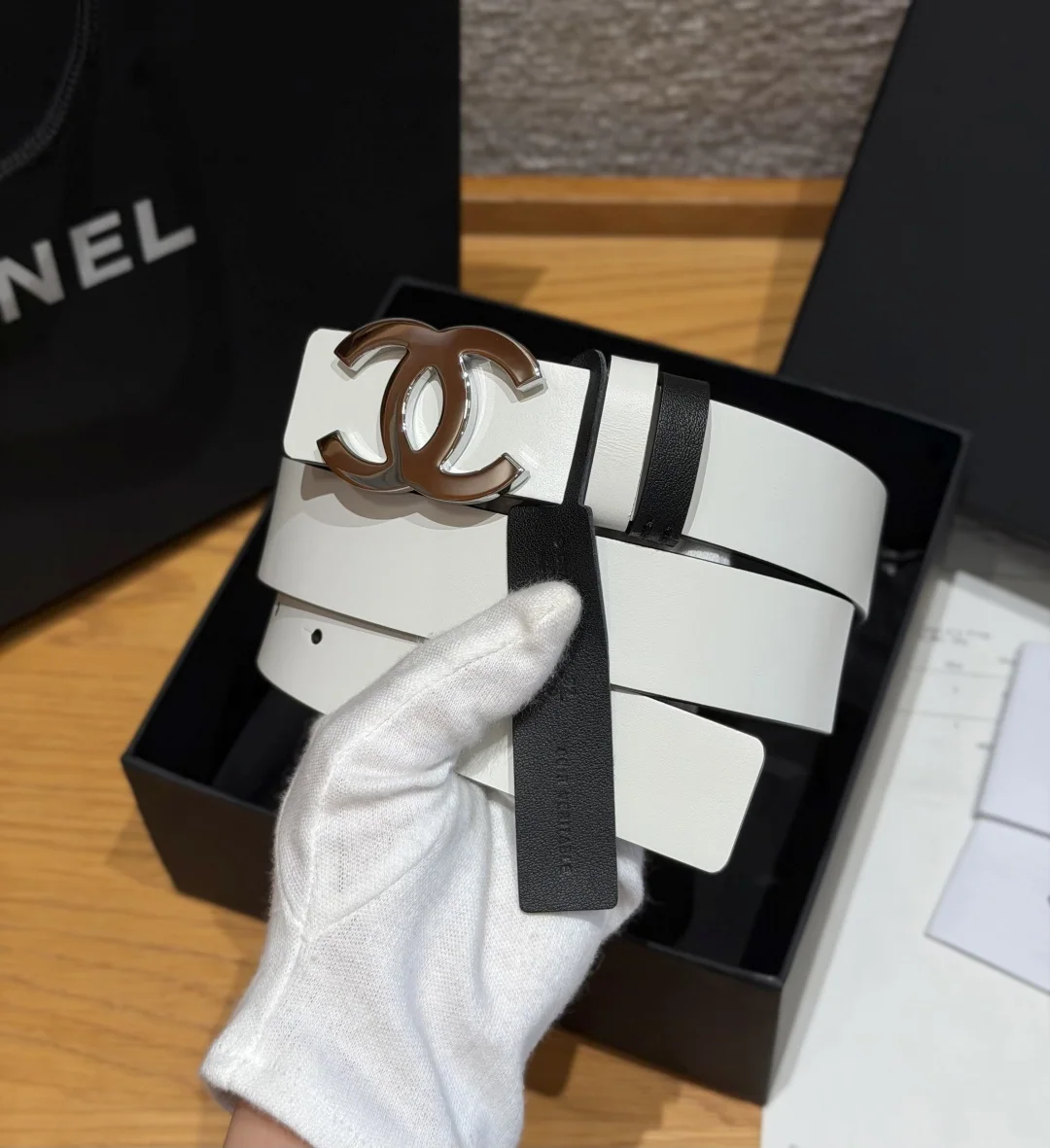 샤넬 리버시블 카프스킨 더블 C 버클 벨트 상세 이미지 2