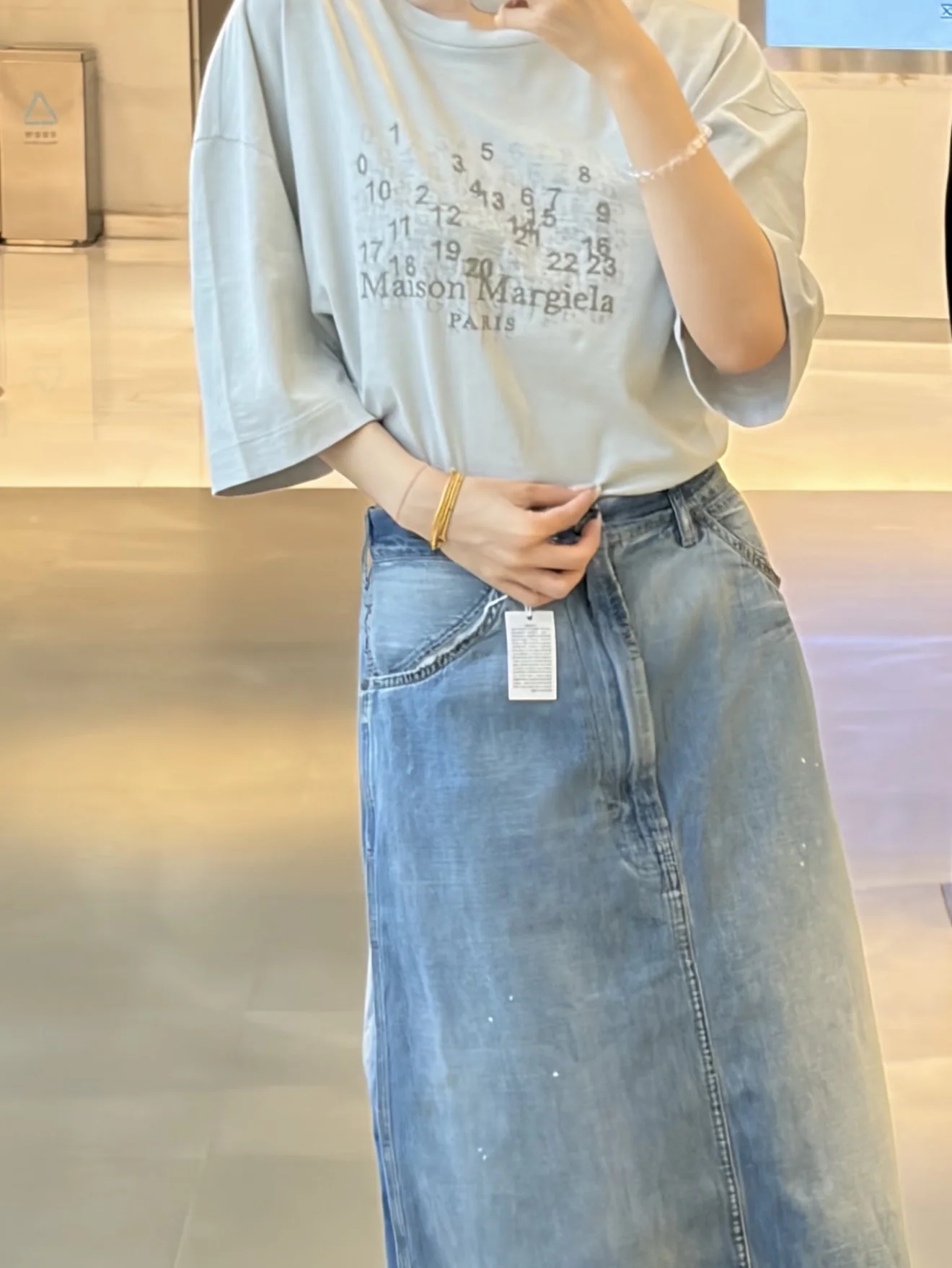 마르지엘라 여성 데님 미디 스커트 상세 이미지 5