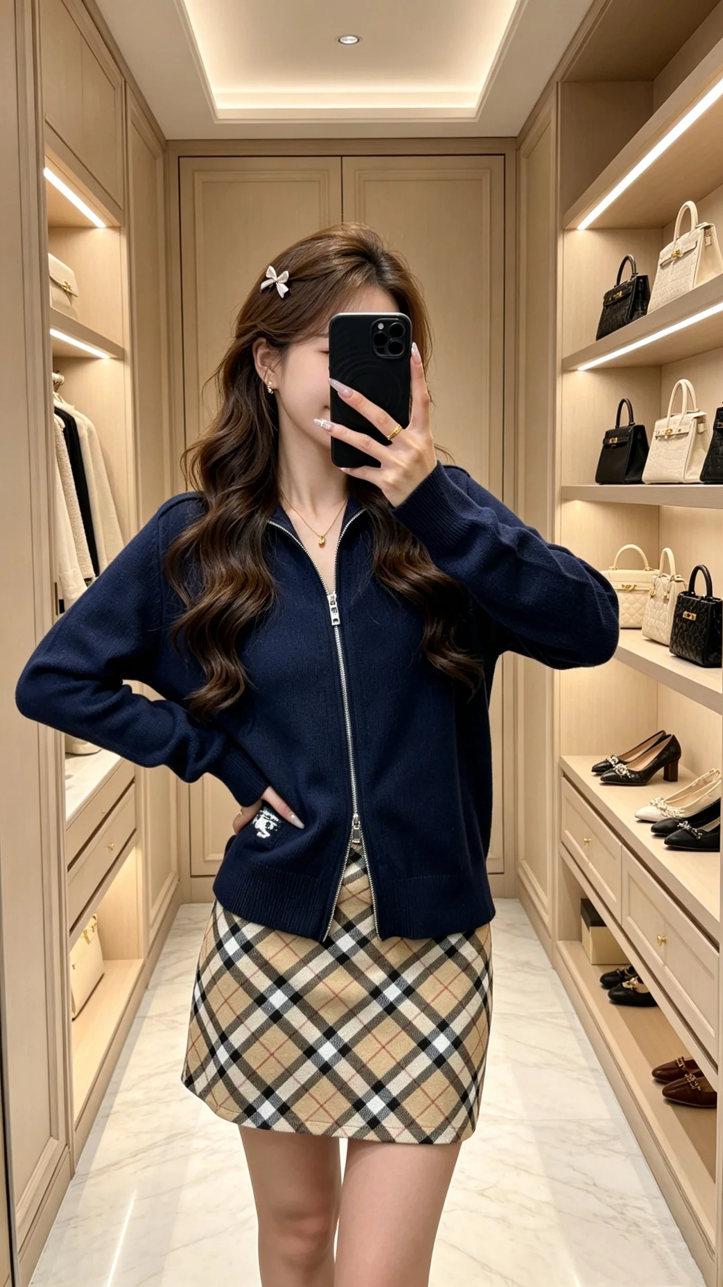 버버리 워터호스 로고 울 가디건 154134